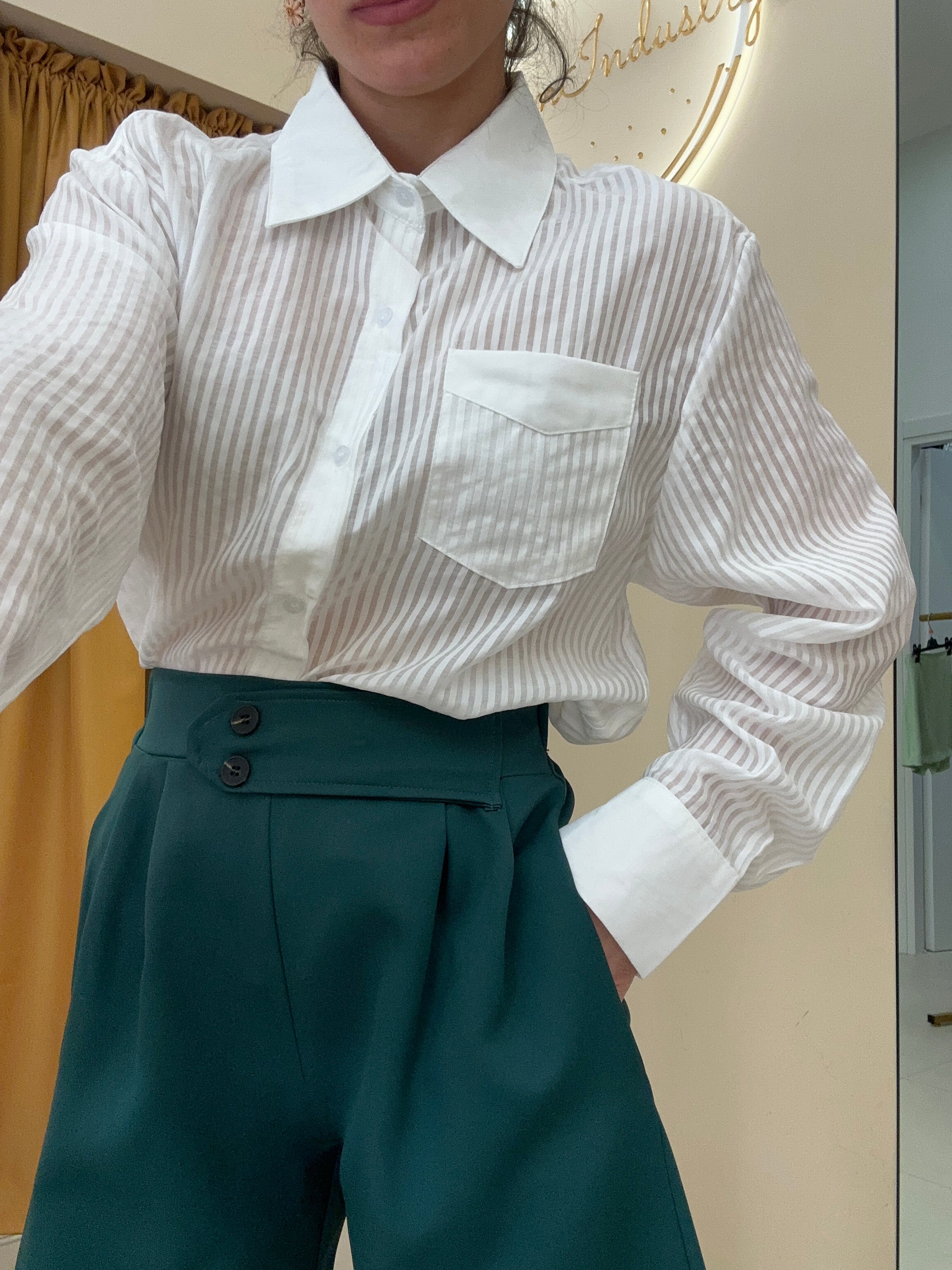 Camicia rigo trasparente bianca