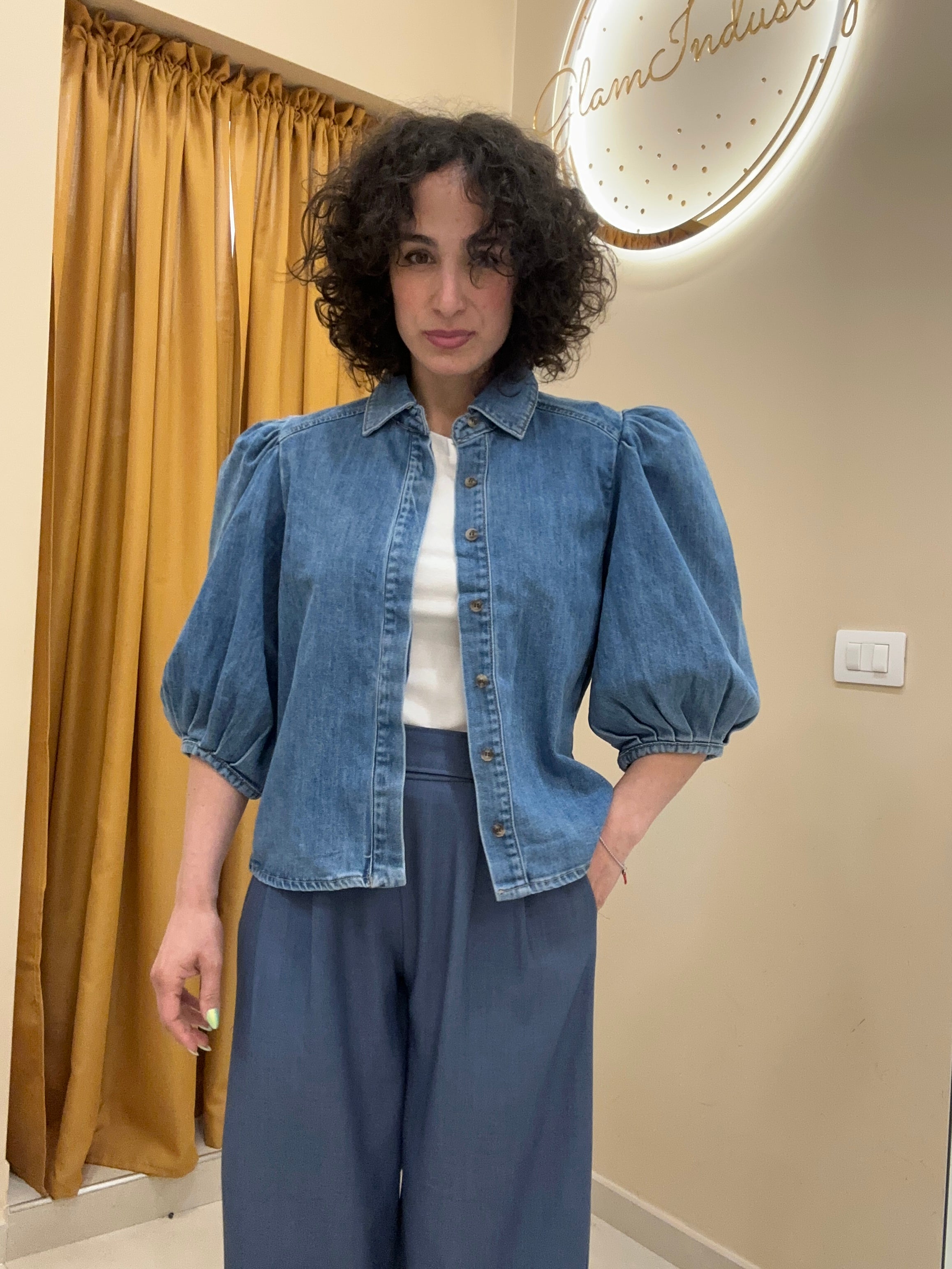 Camicia denim maxi sbuffo