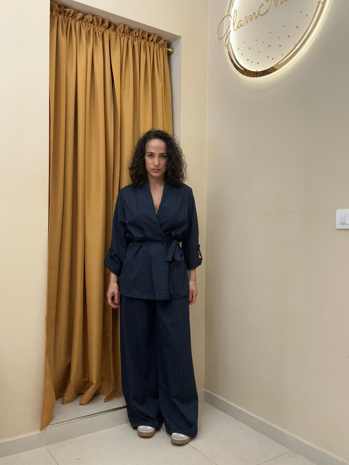 Tailleur accappatoio gessato
