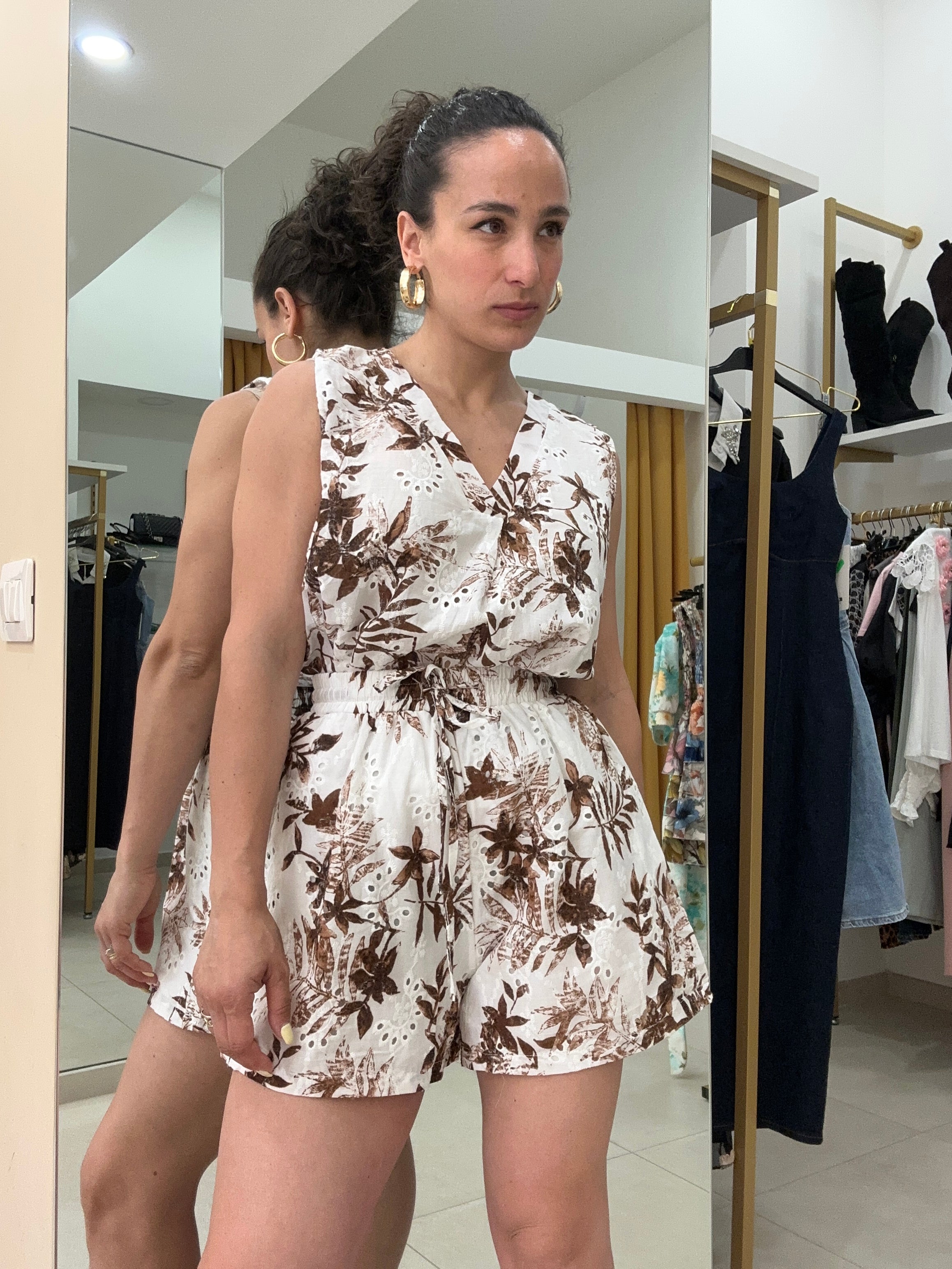 Coordinato comodo merletto MARRONE