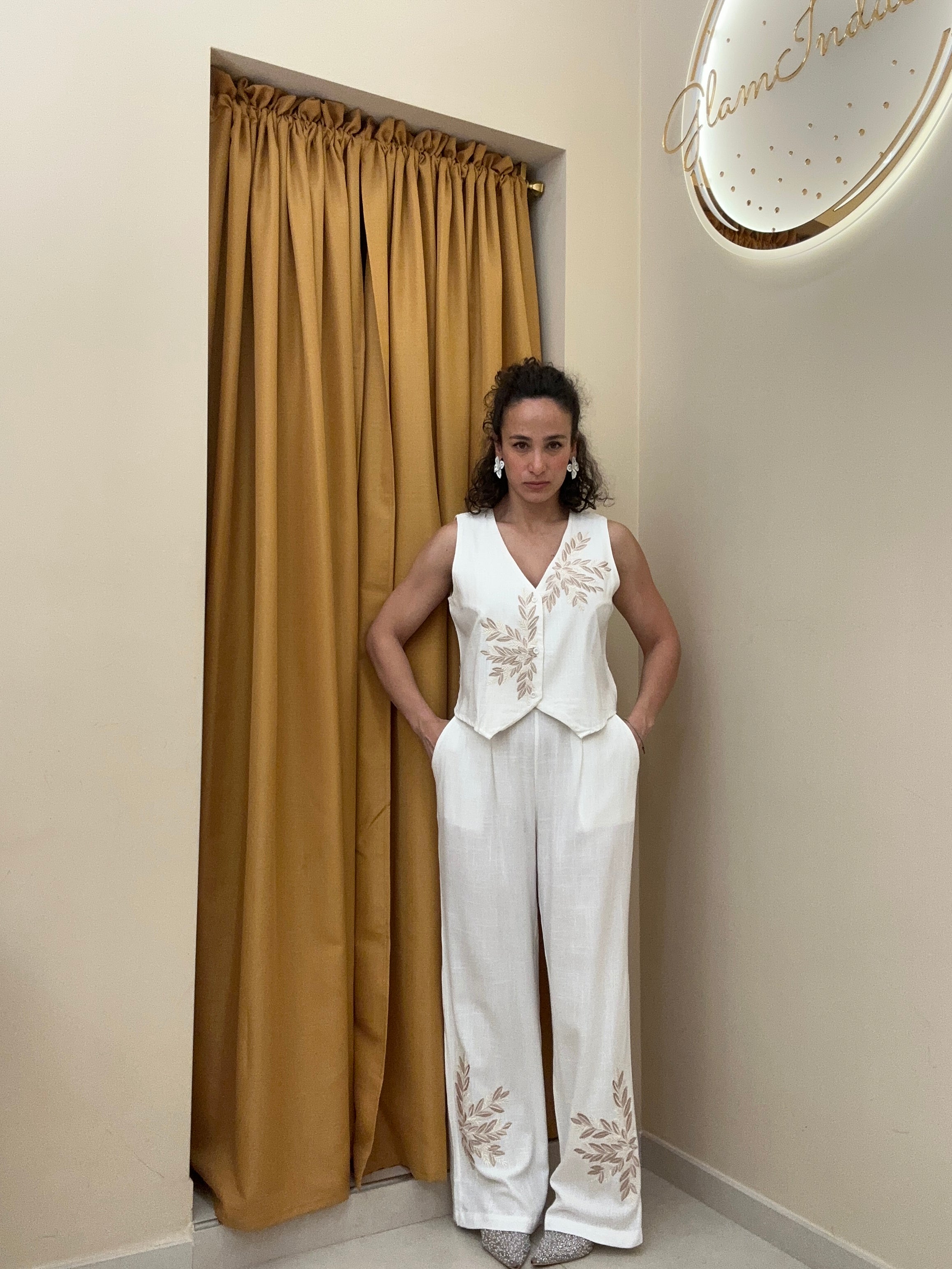Tailleur fiori 65% lino