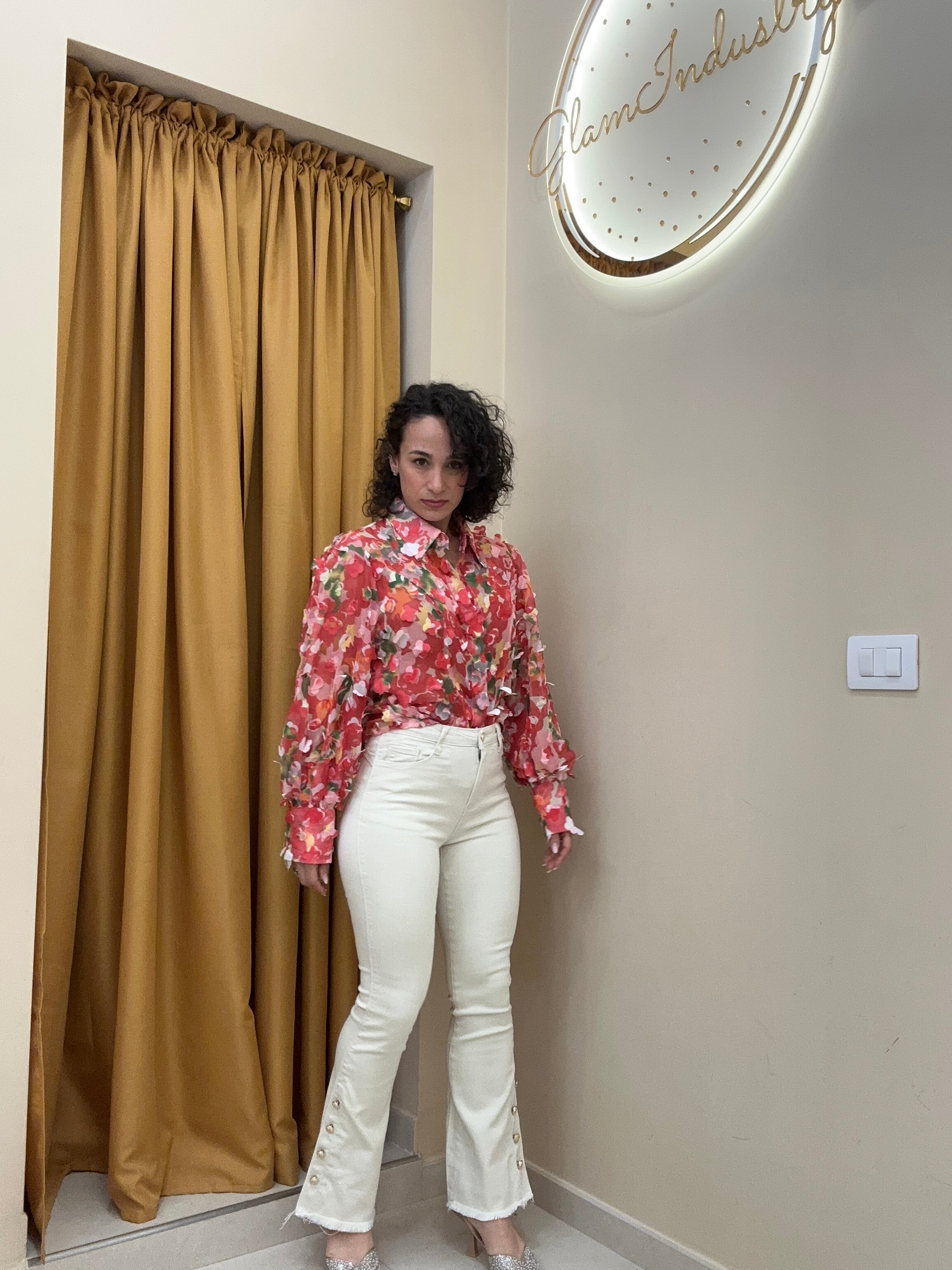 Jeans skinny zampetta beige