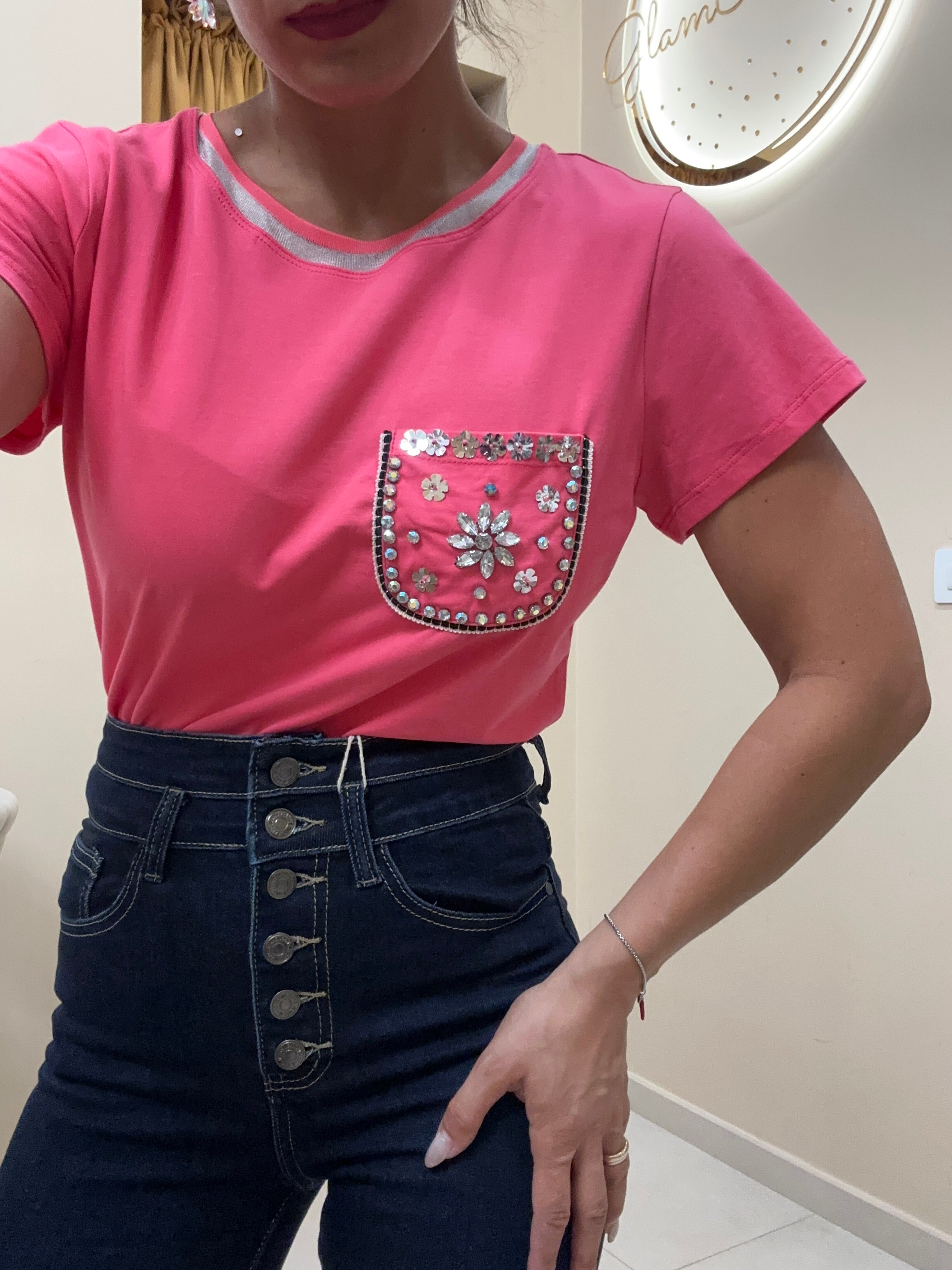 T-shirt taschino brillantini