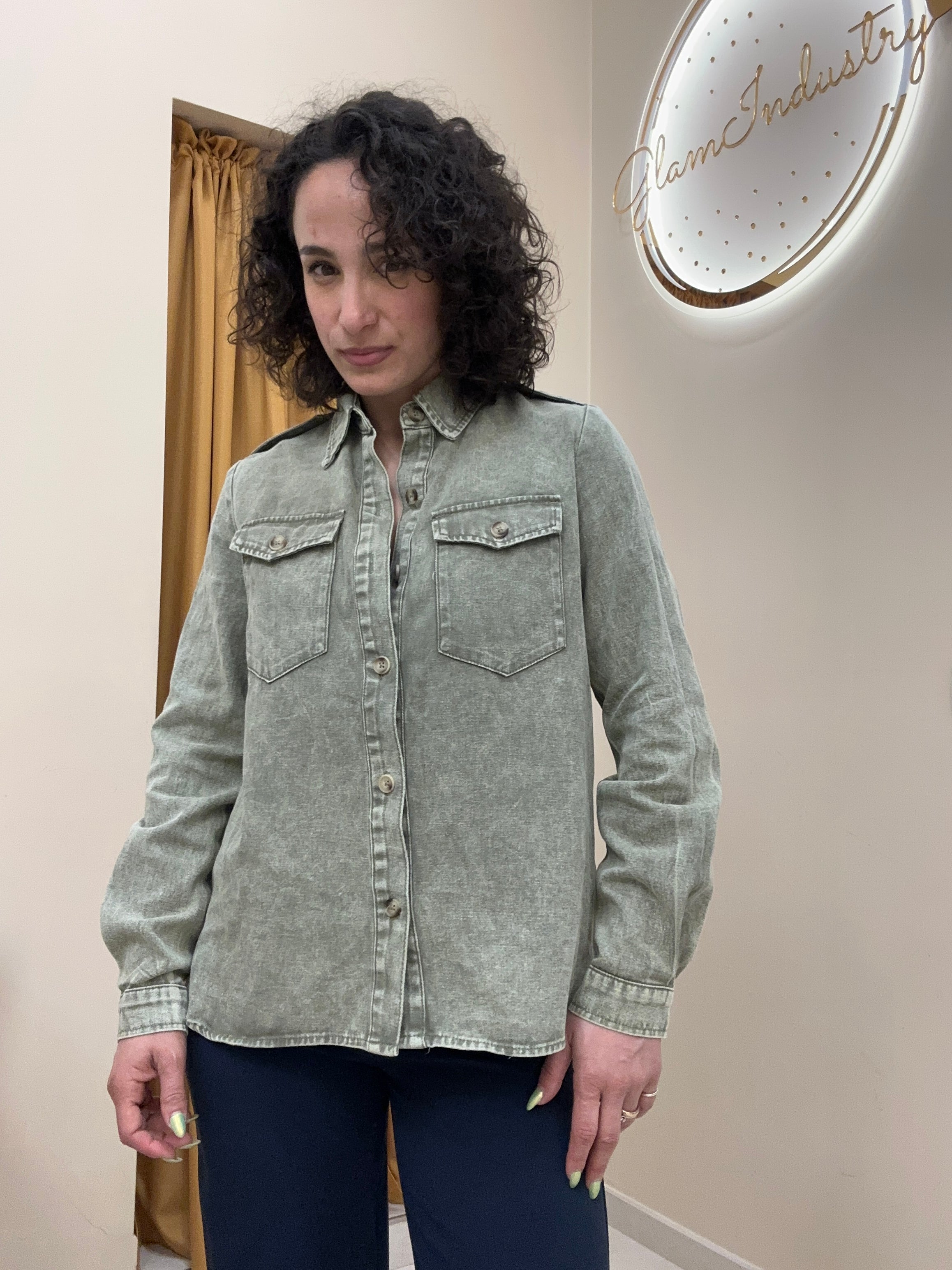 Camicia in jeans Verde