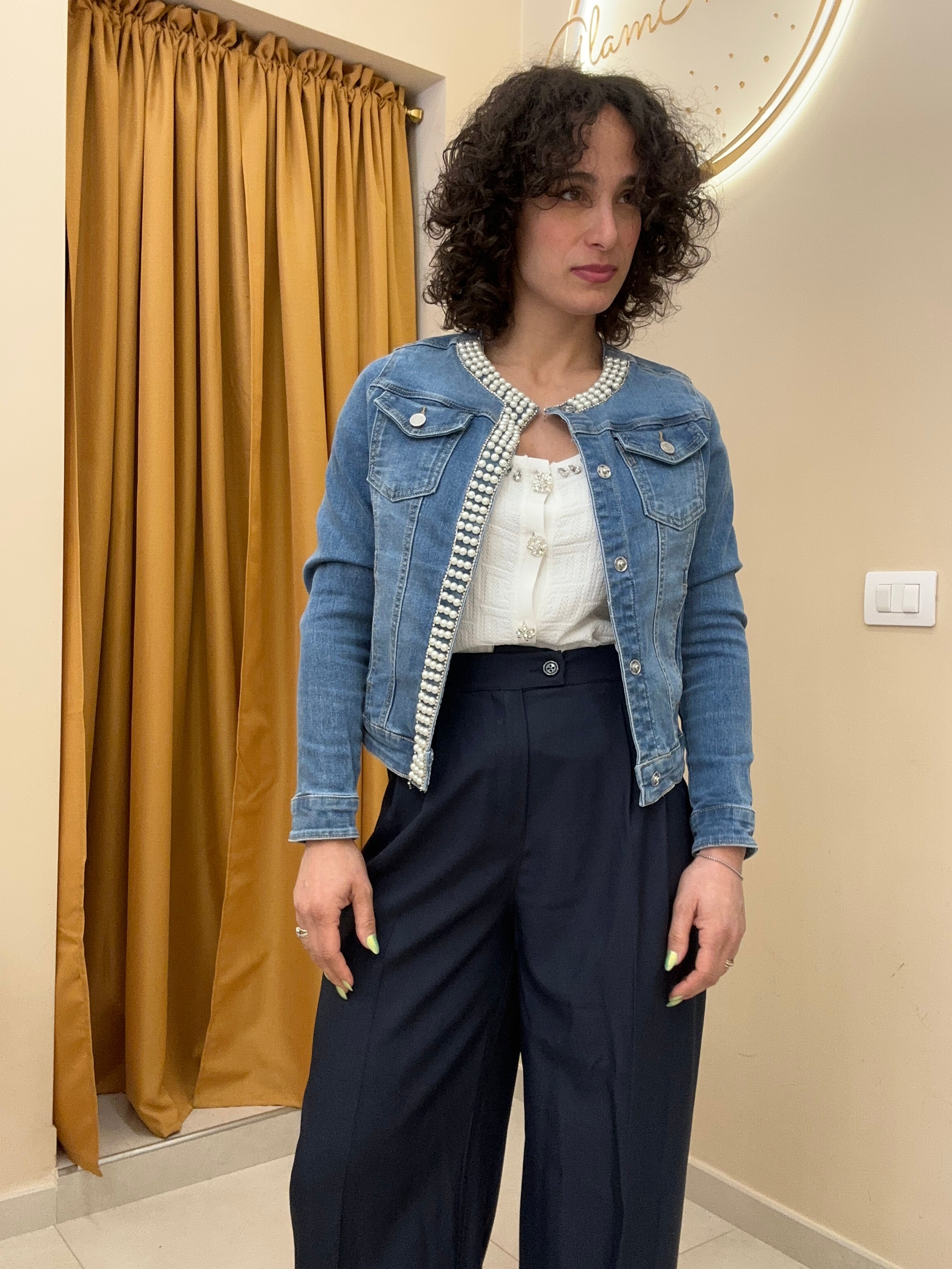 Giacca jeans perle