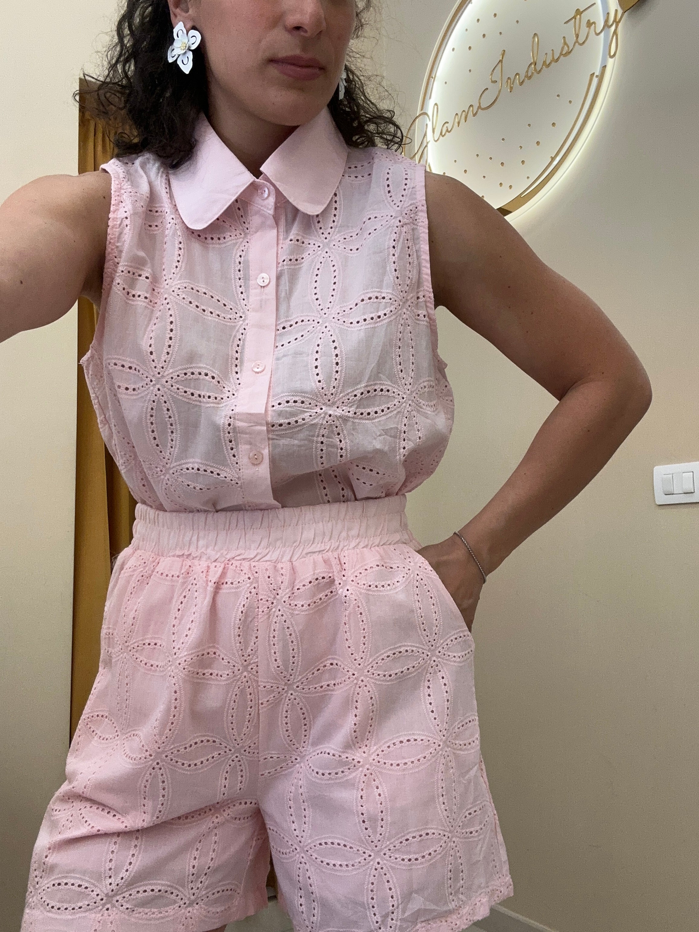 Coordinato camicia pizzo sangallo