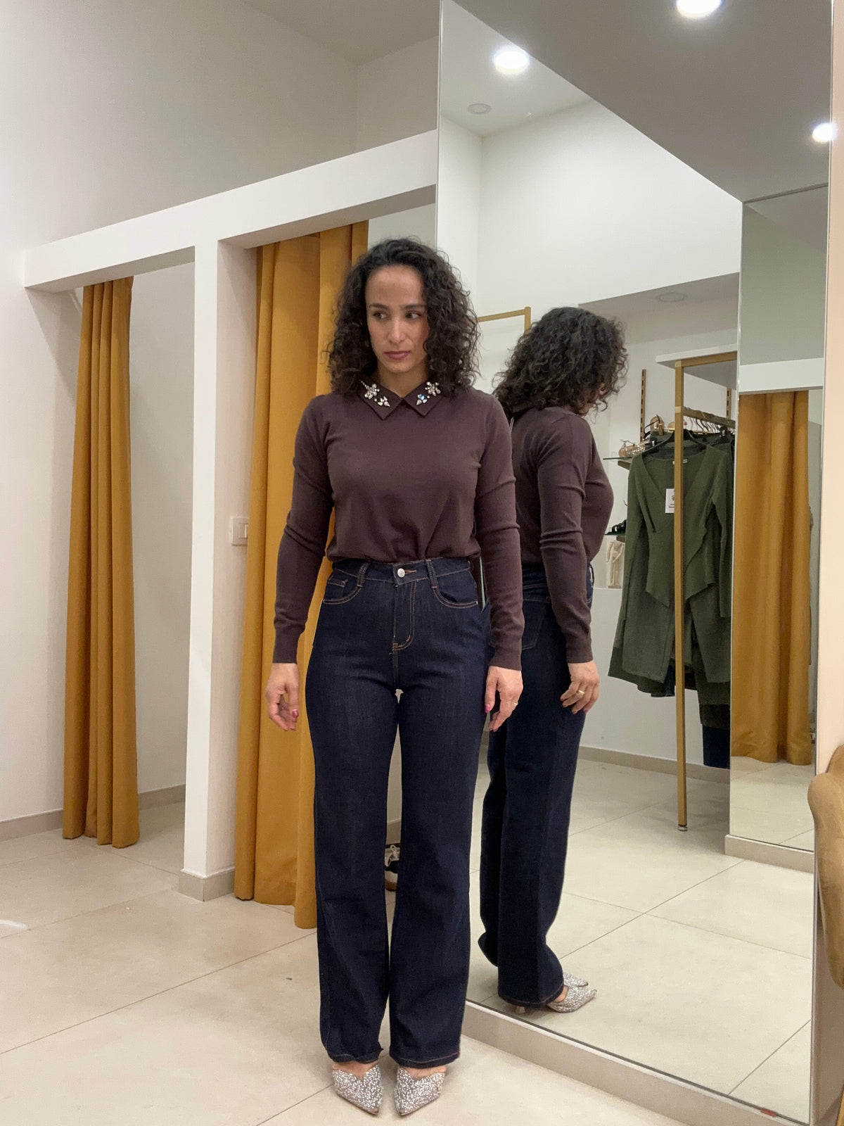 Jeans semplice con cucite color 35-01