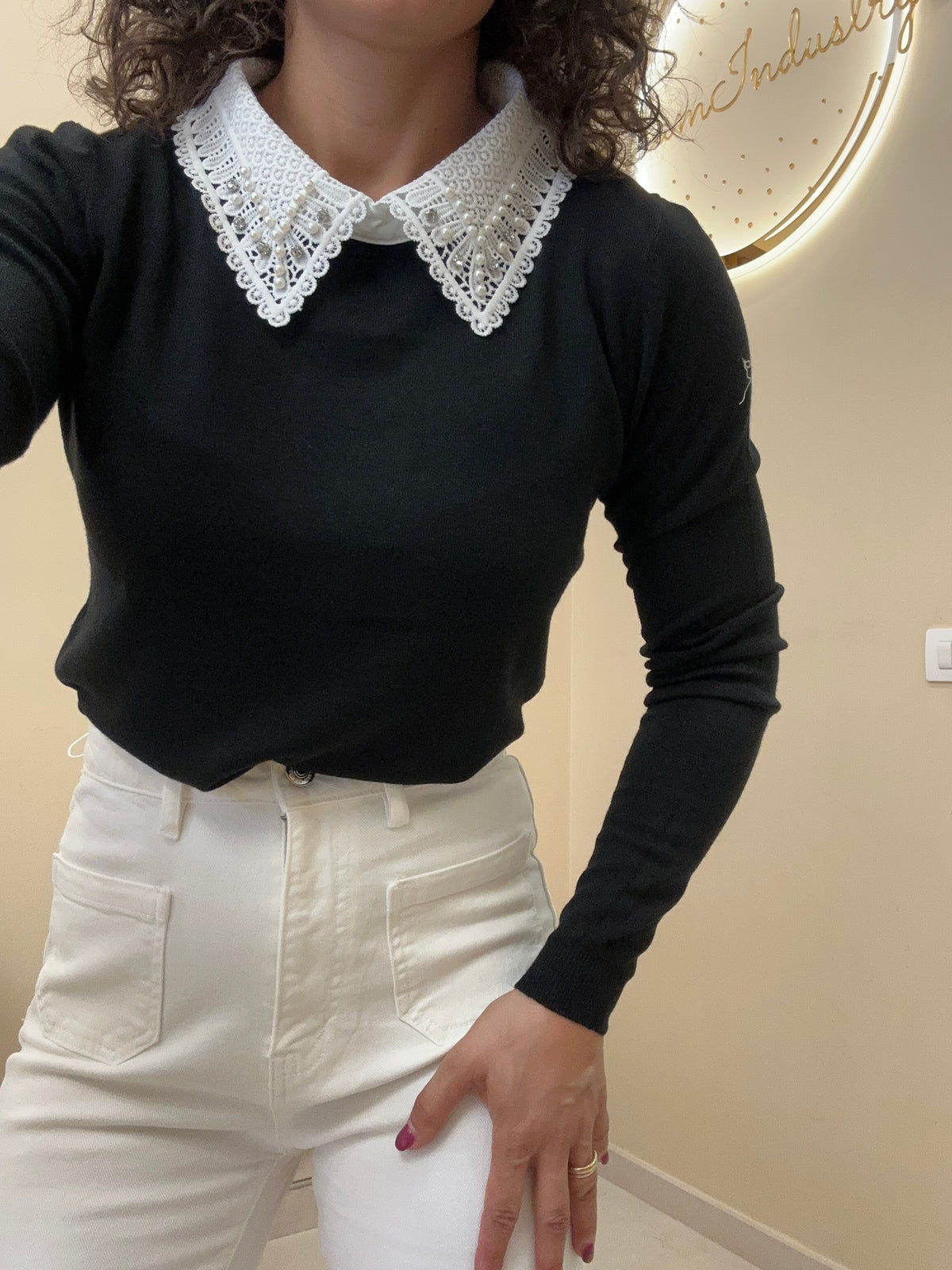 Pull 7237 colletto merletto