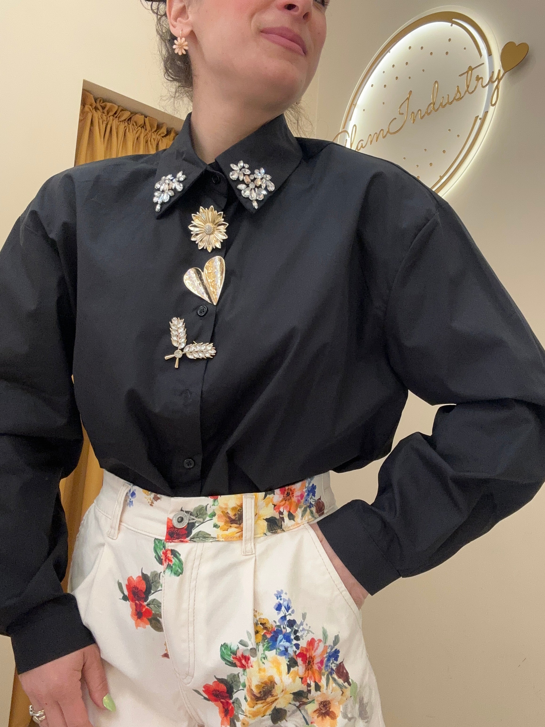 Camicia spille nera
