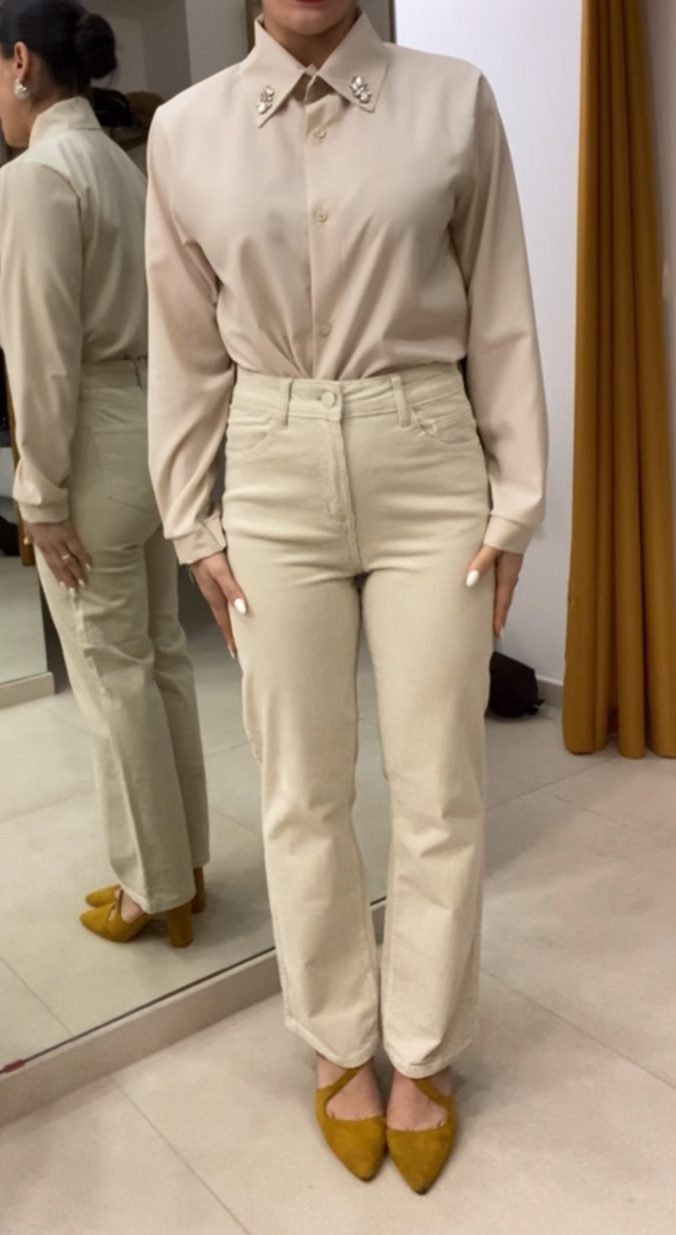 Pantalone panna velluto