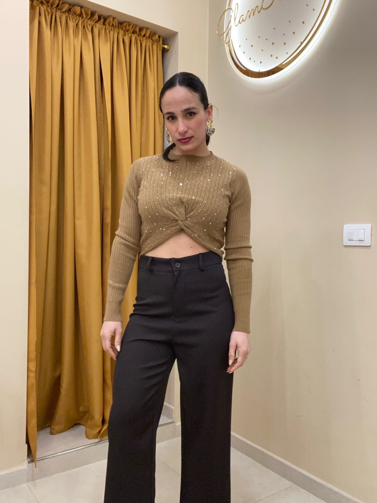 Maglia crop glitter