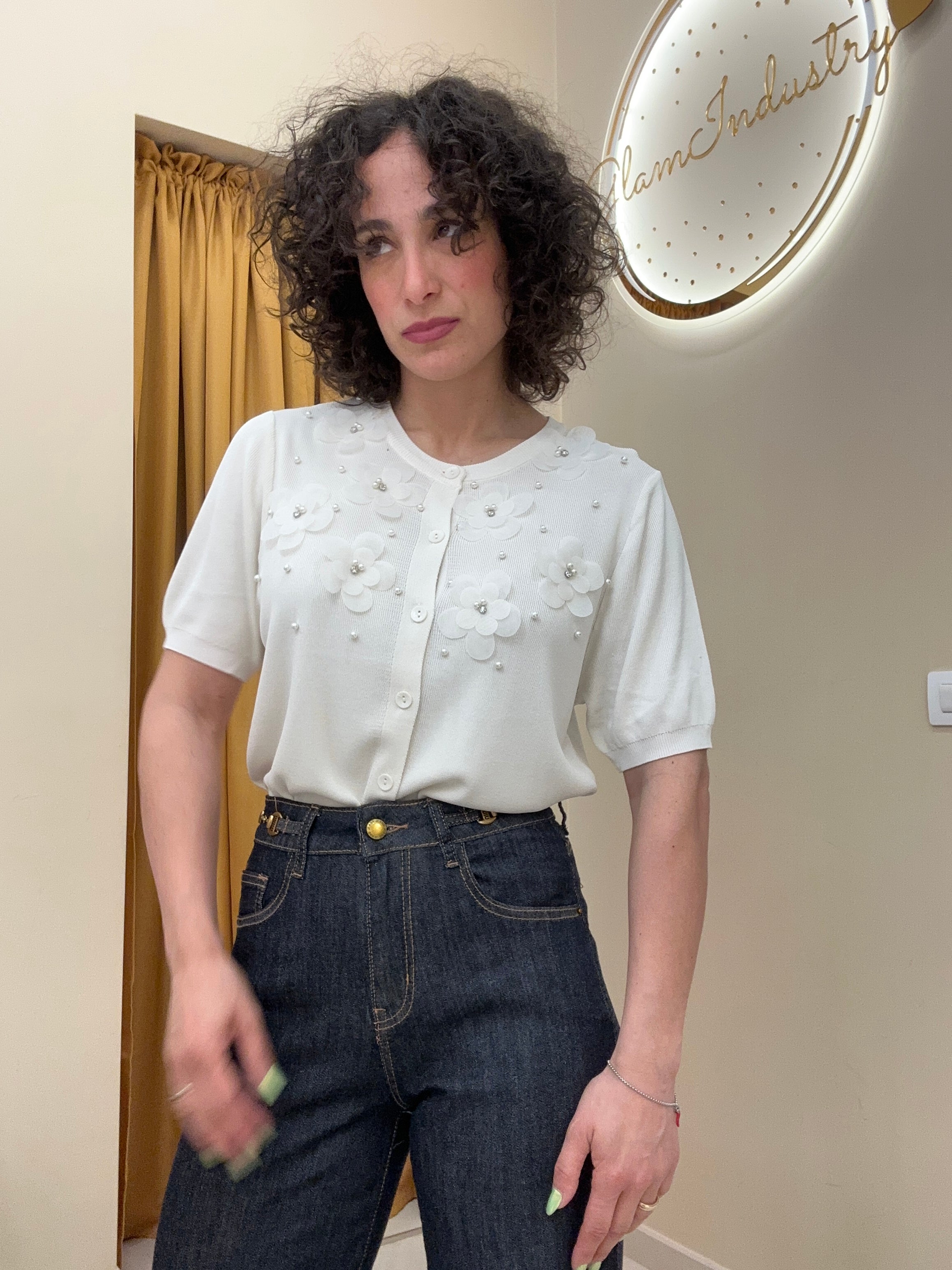 Cardigan fiorellini in filo