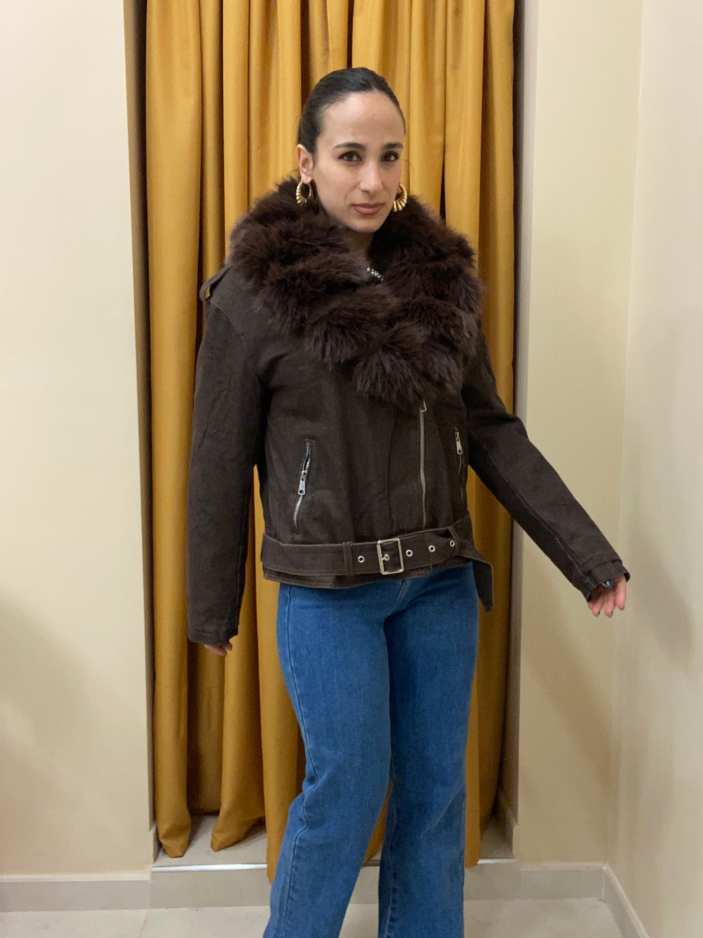 Giacca denim Ecopelliccia