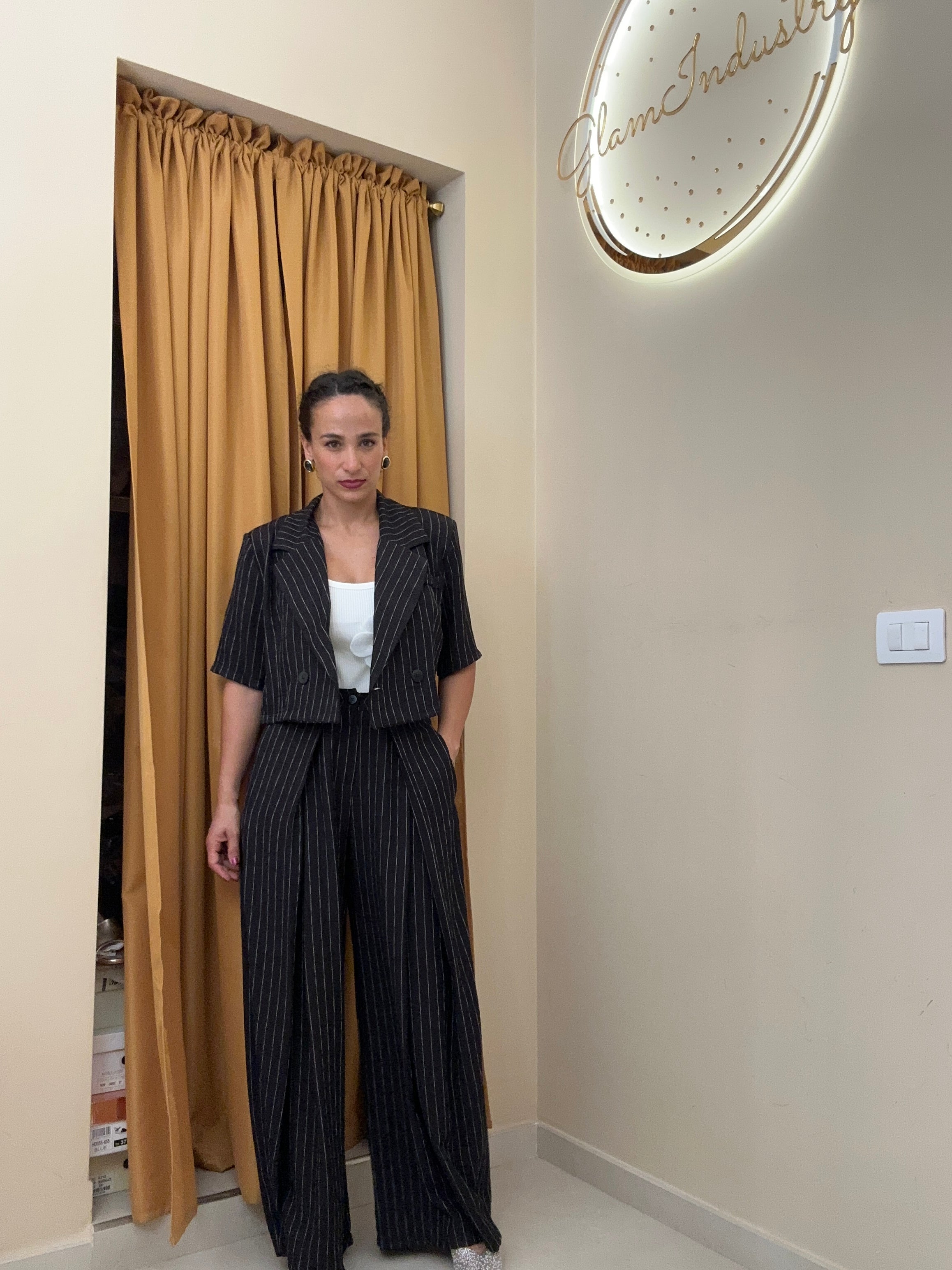 Tailleur gessato NERO
