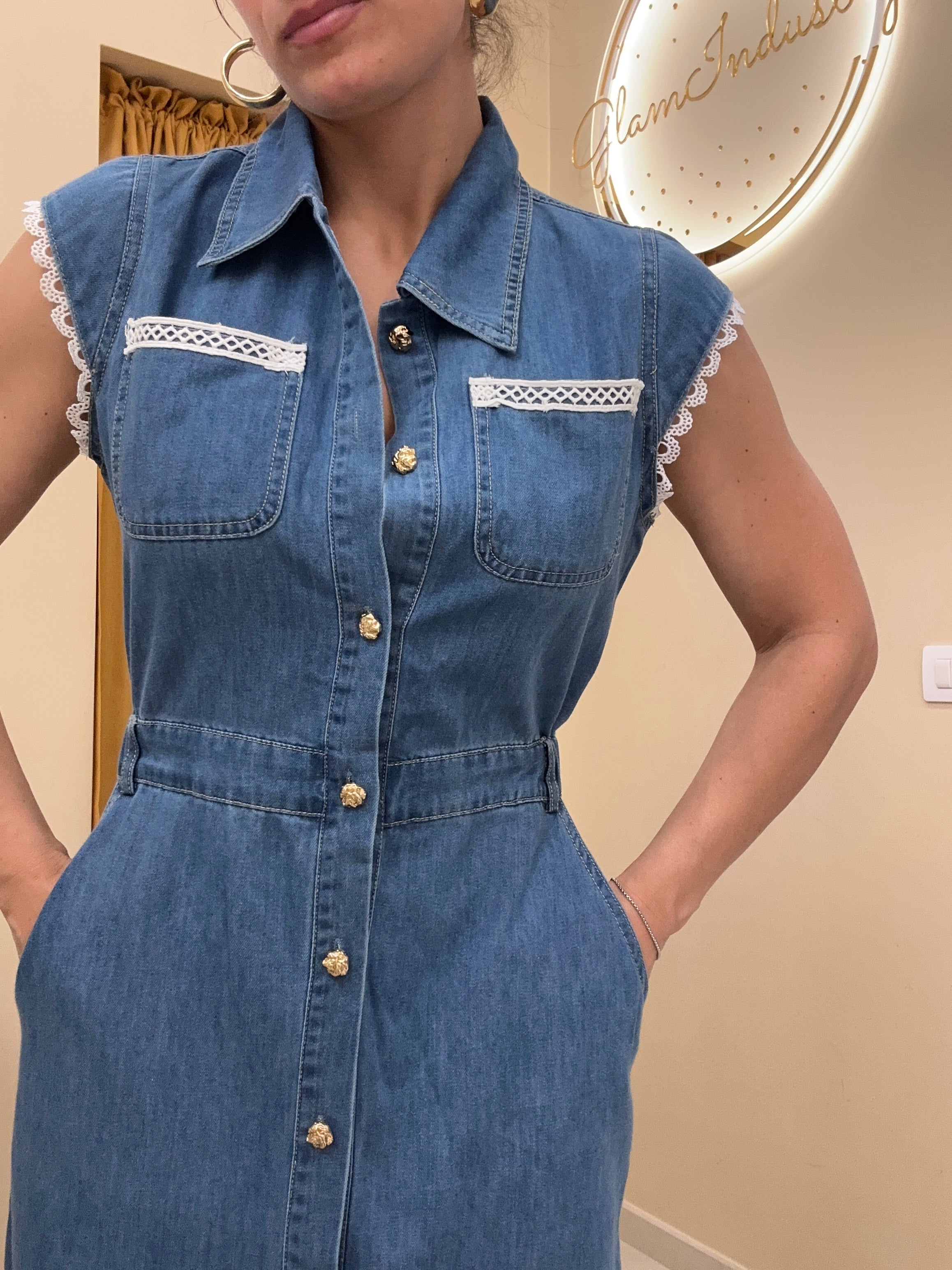 Vestito lungo jeans lavaggio scuro