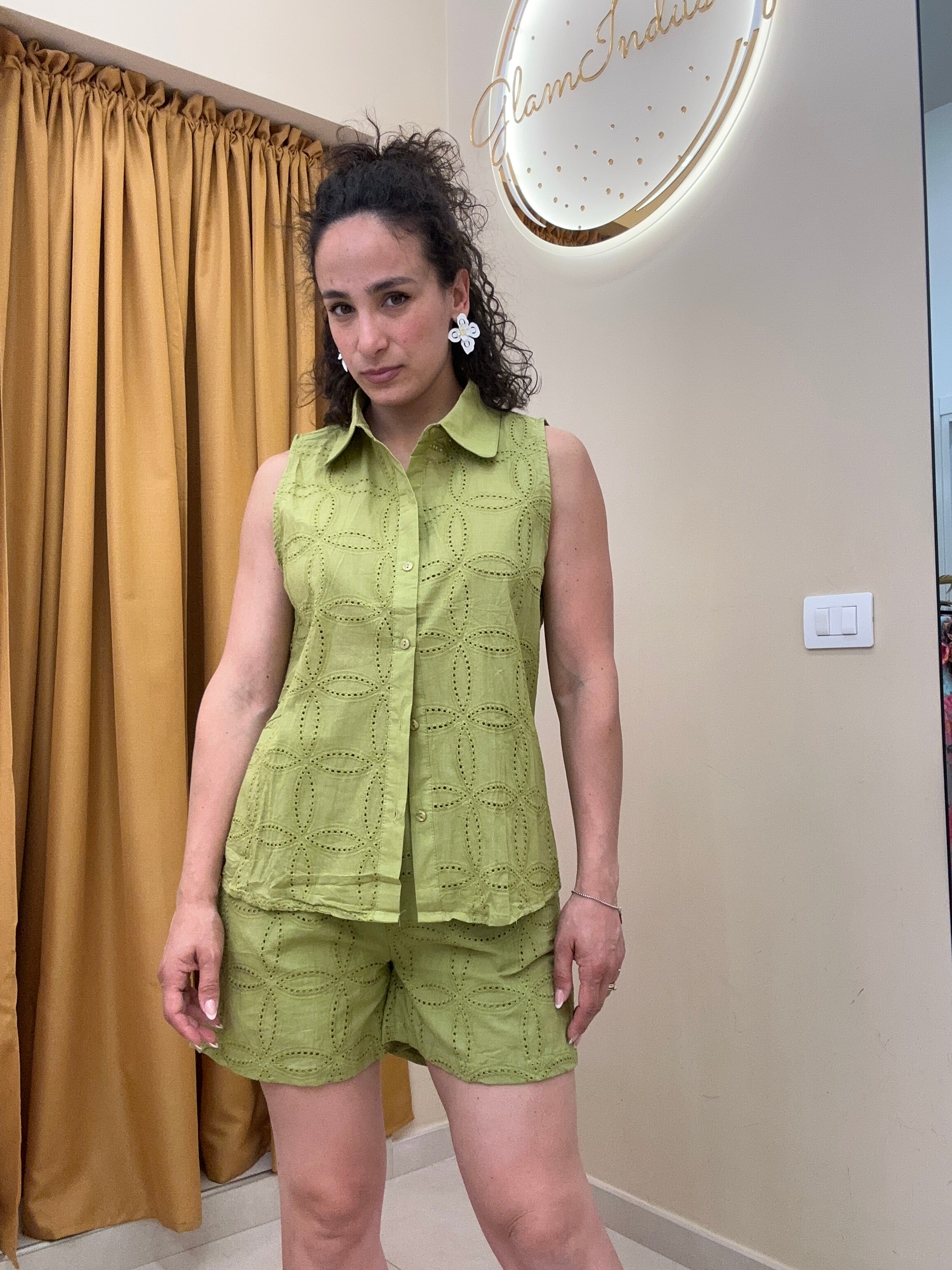 Coordinato camicia pizzo sangallo