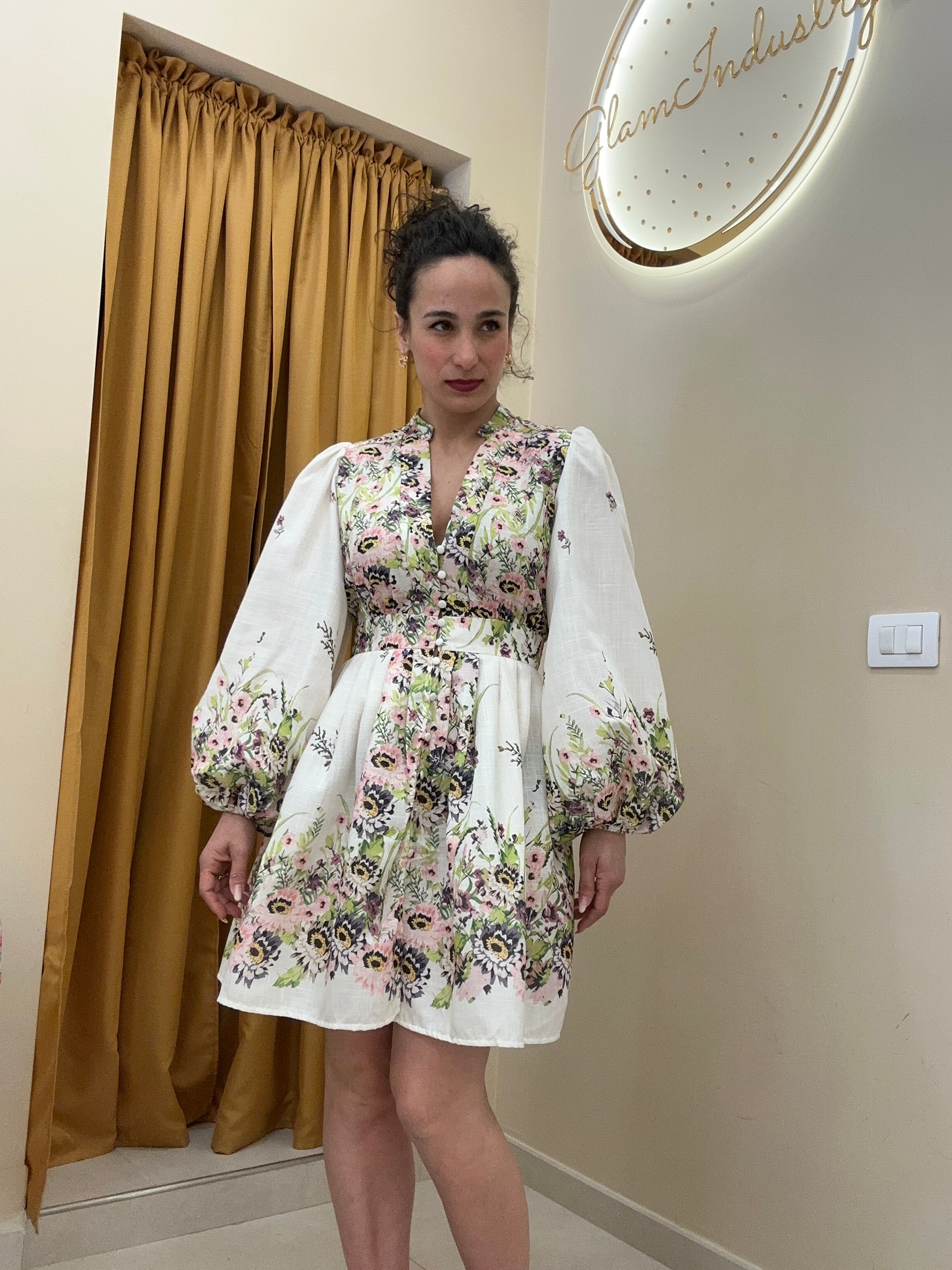 Abito fiori verde 5116