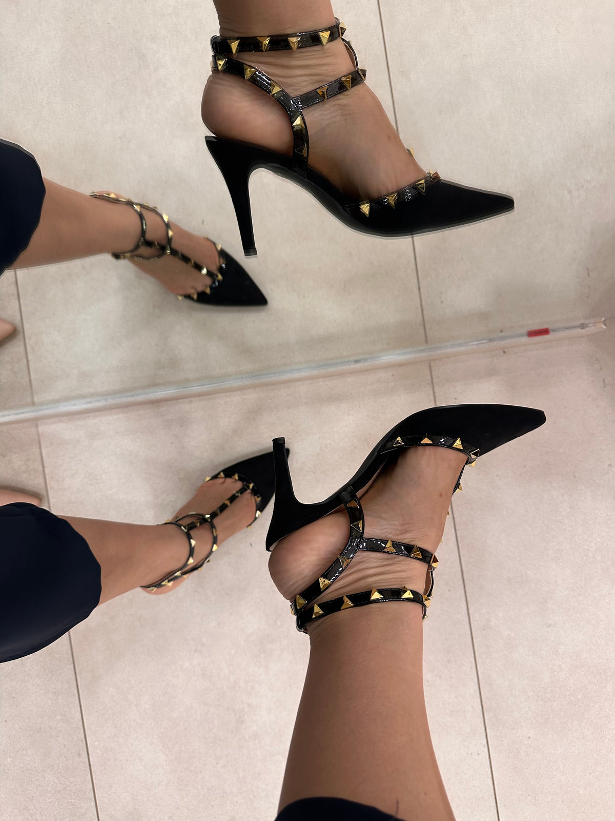 Slingback tacco borchie nero 6311