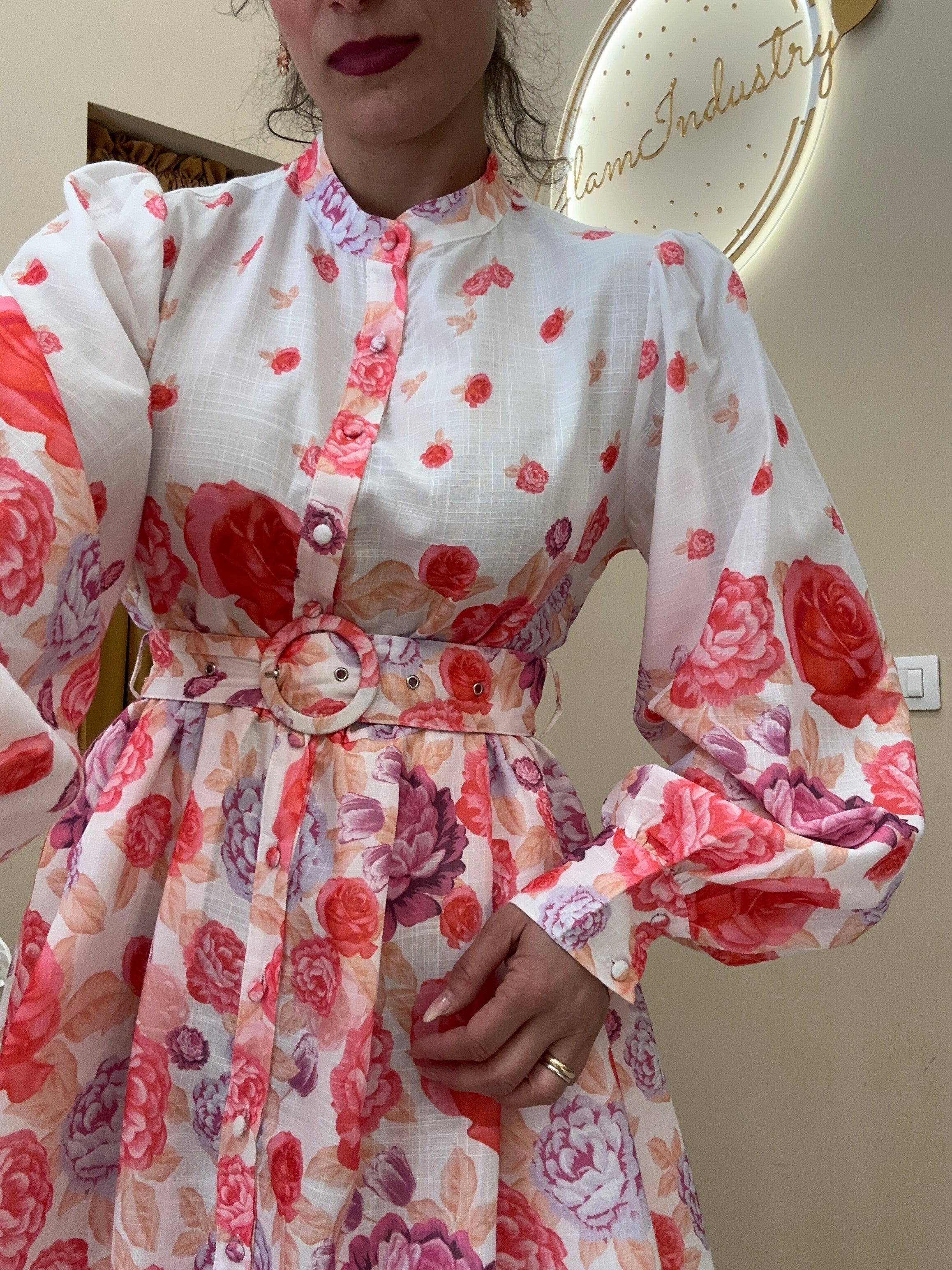 Abito corto rose rouge