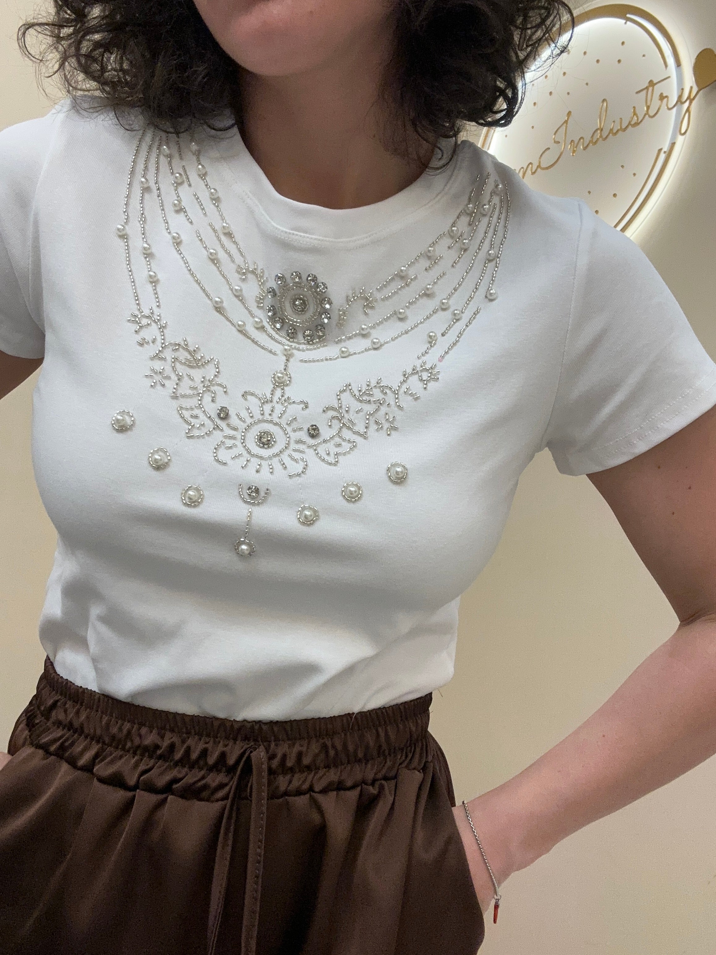 T-Shirt Cleopatra bianca Argento