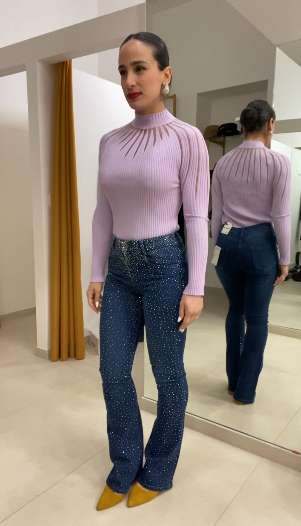 Jeans blu con brillantini