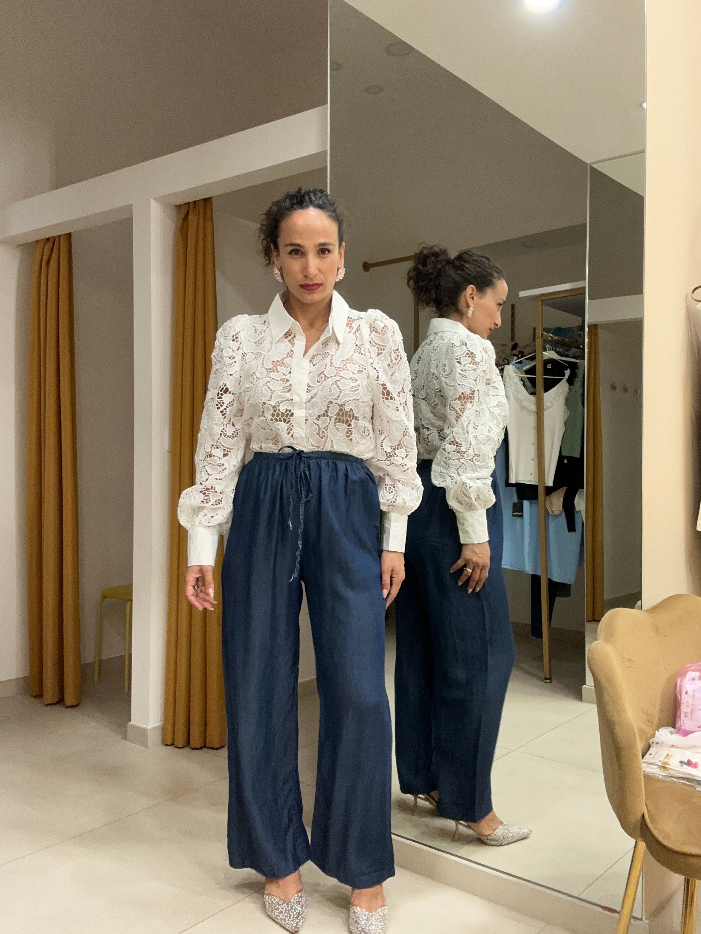 Camicia lavorata con paillettes