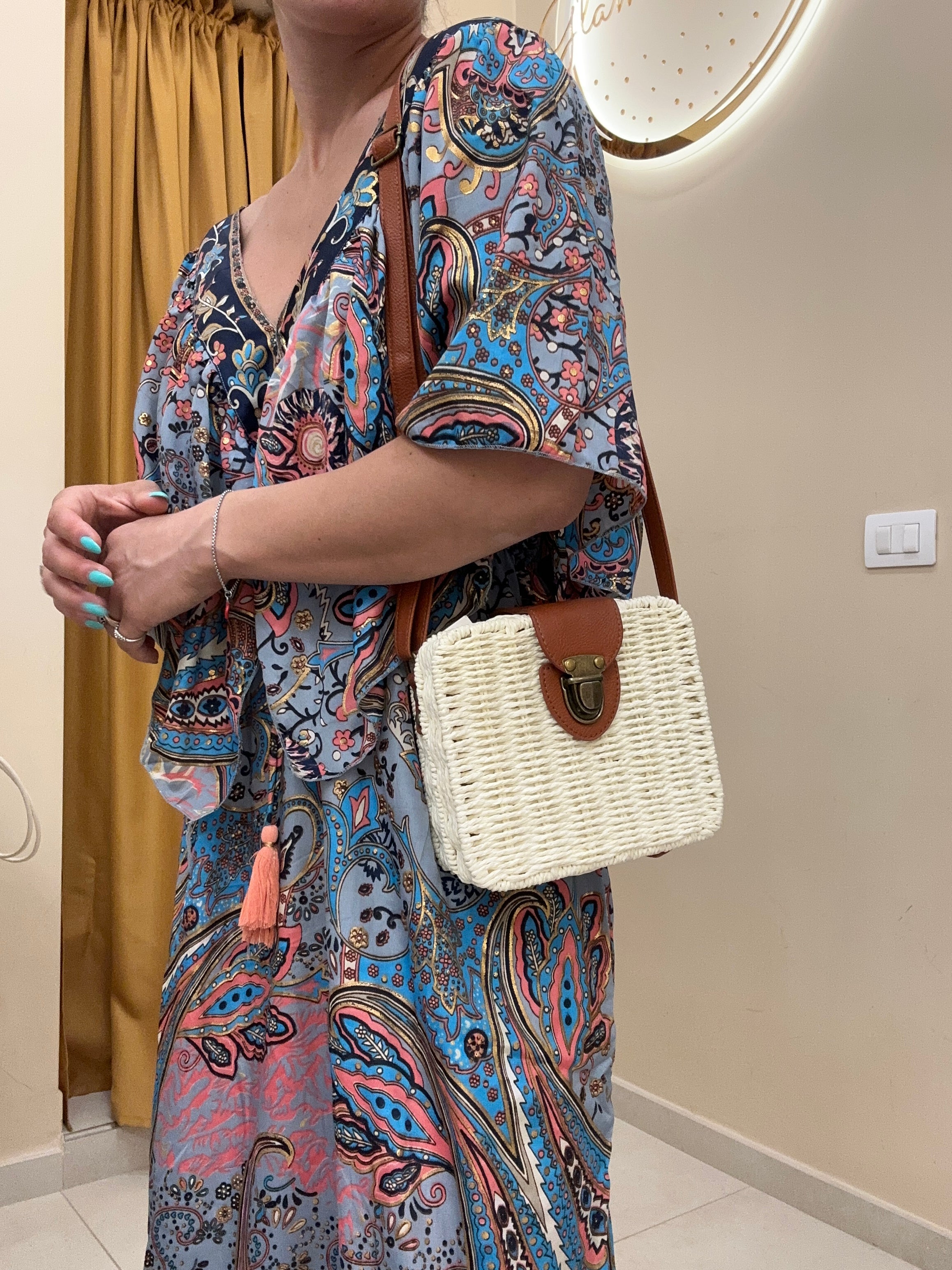 Borsa paglia rigida BIANCO