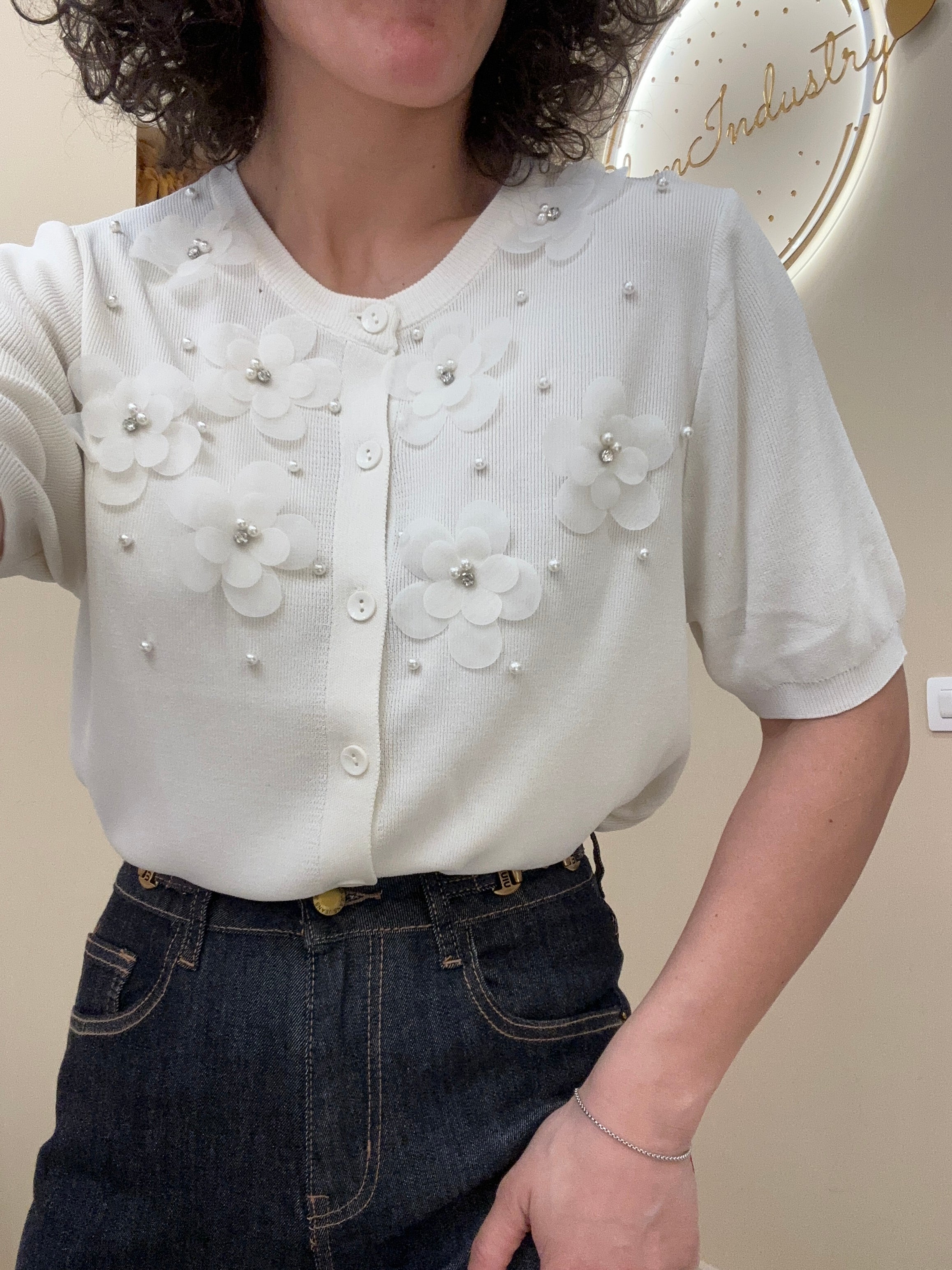 Cardigan fiorellini in filo