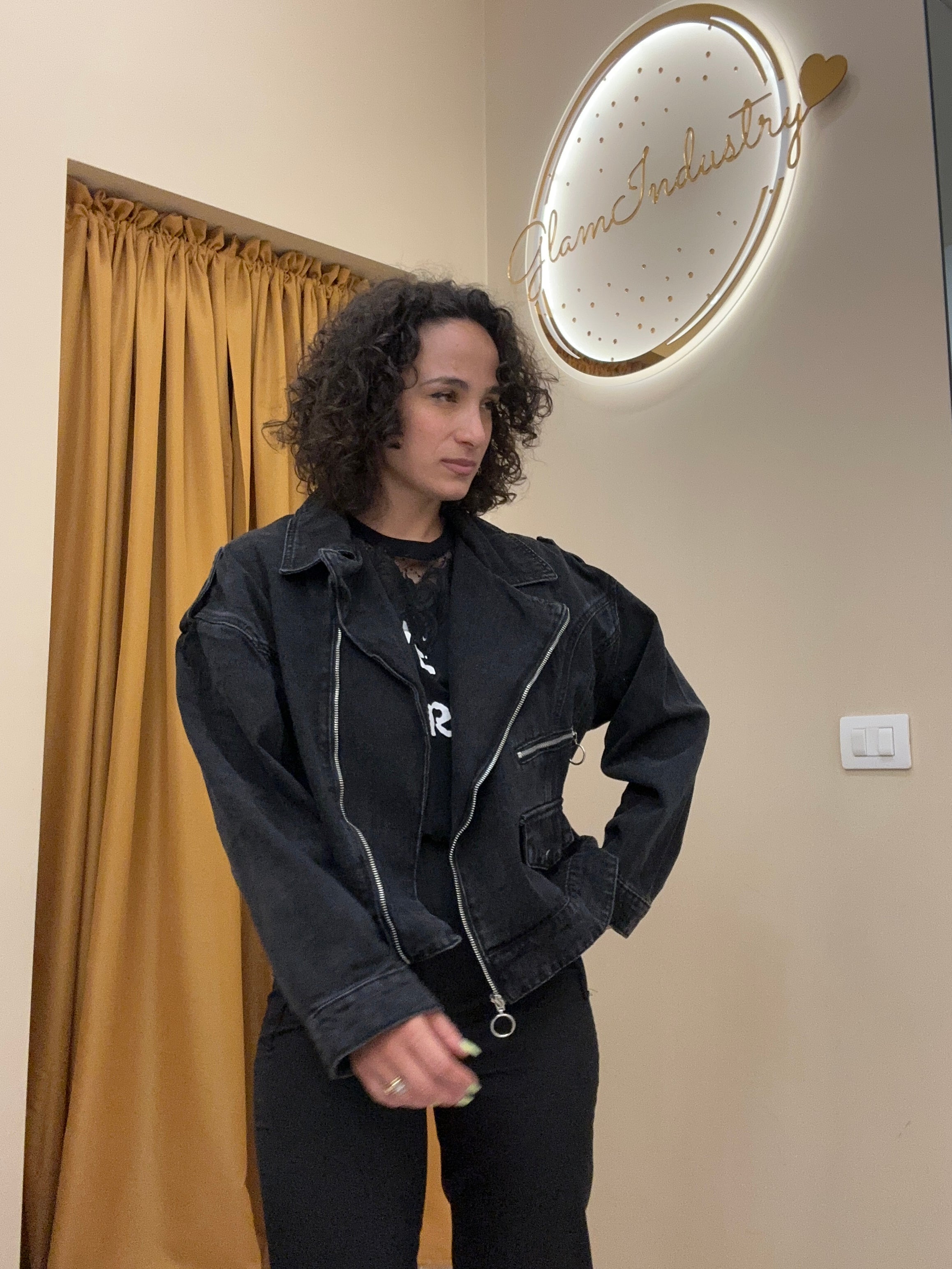 Chiodo  denim nero