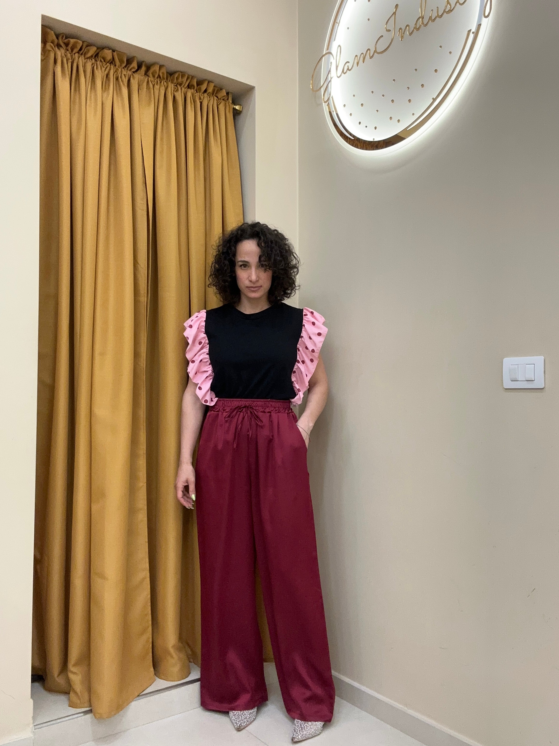 Pantalone in raso modello tuta