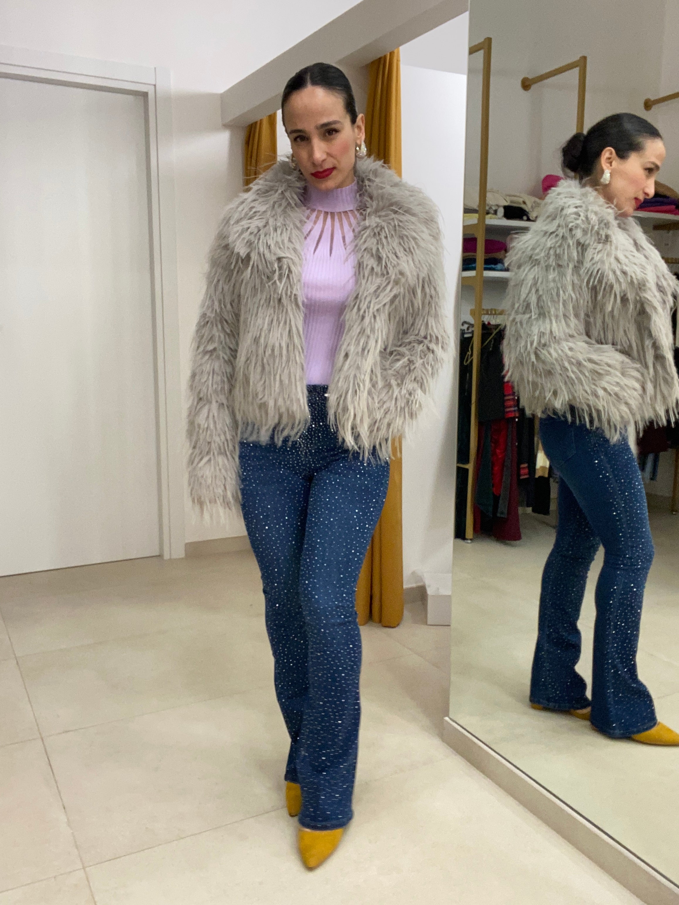 Jeans blu con brillantini