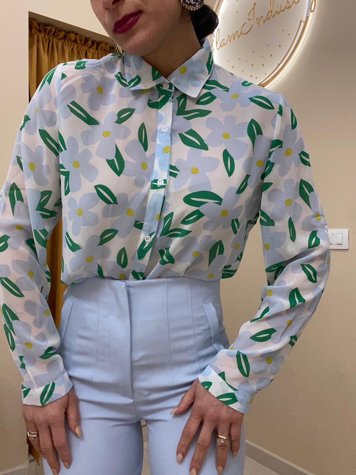 Camicia fiori Big azzurro