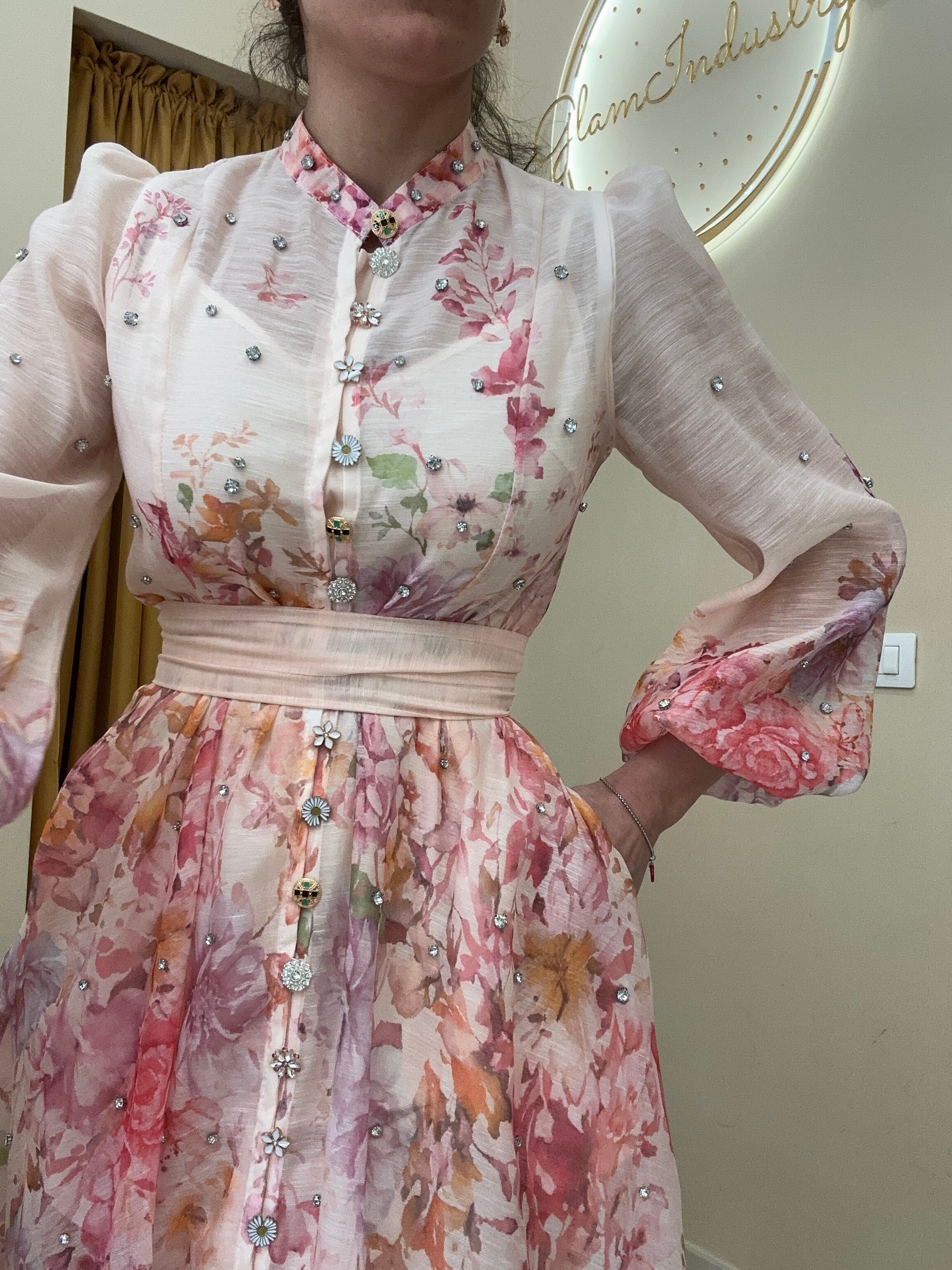 Abito lungo 6715 pink