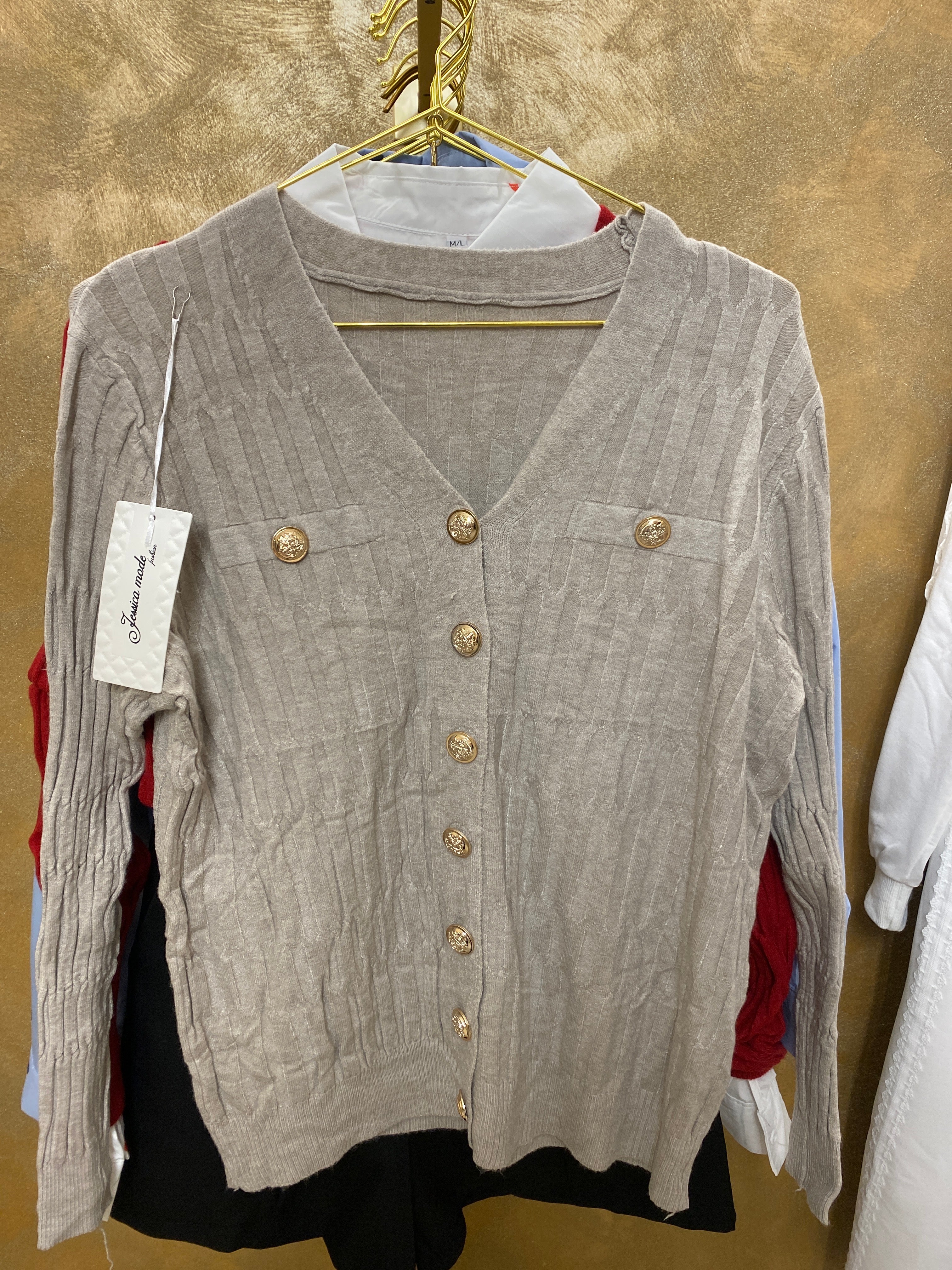 Cardigan basic bottoni oro