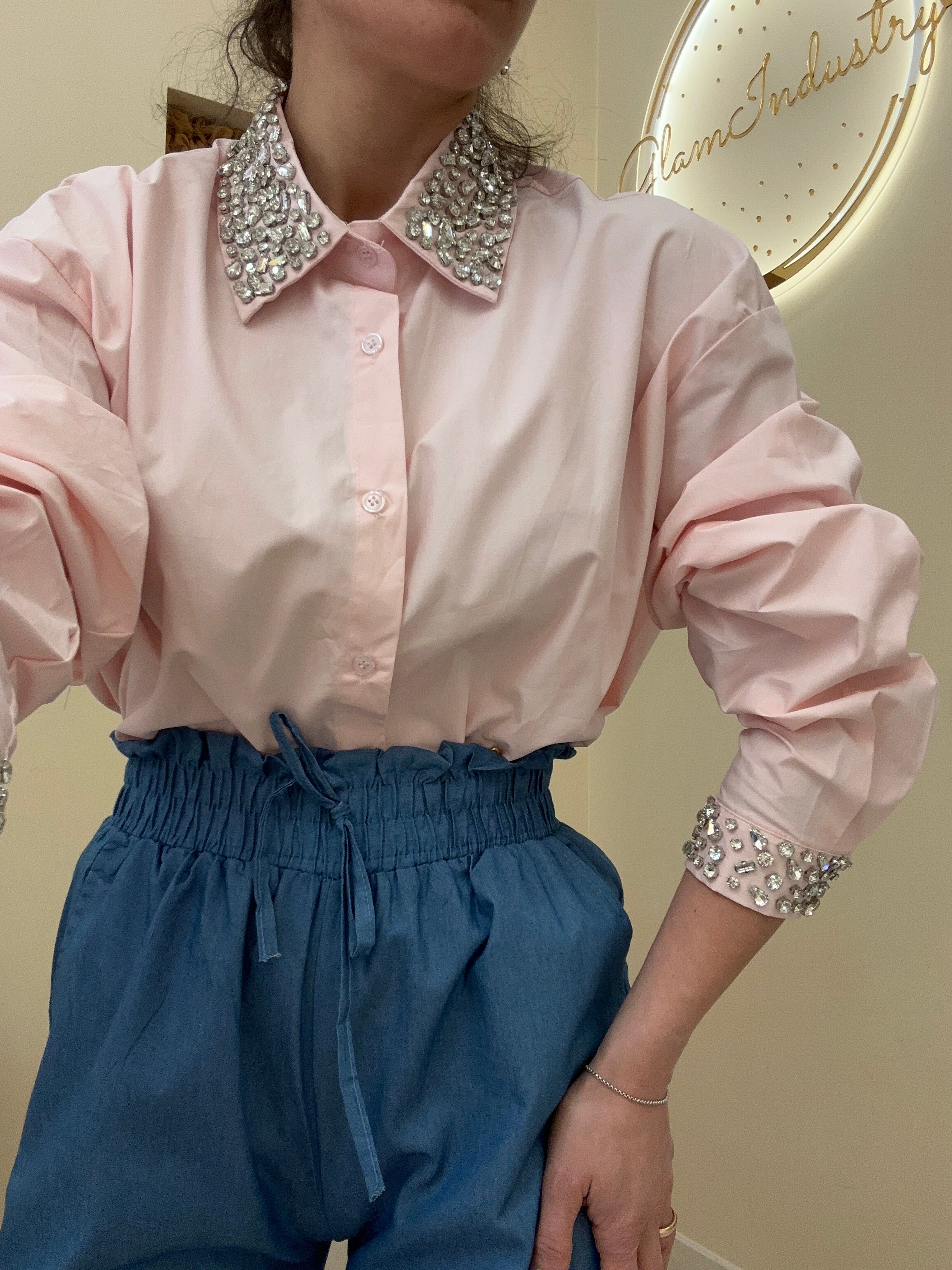 Camicia gioiello rosa