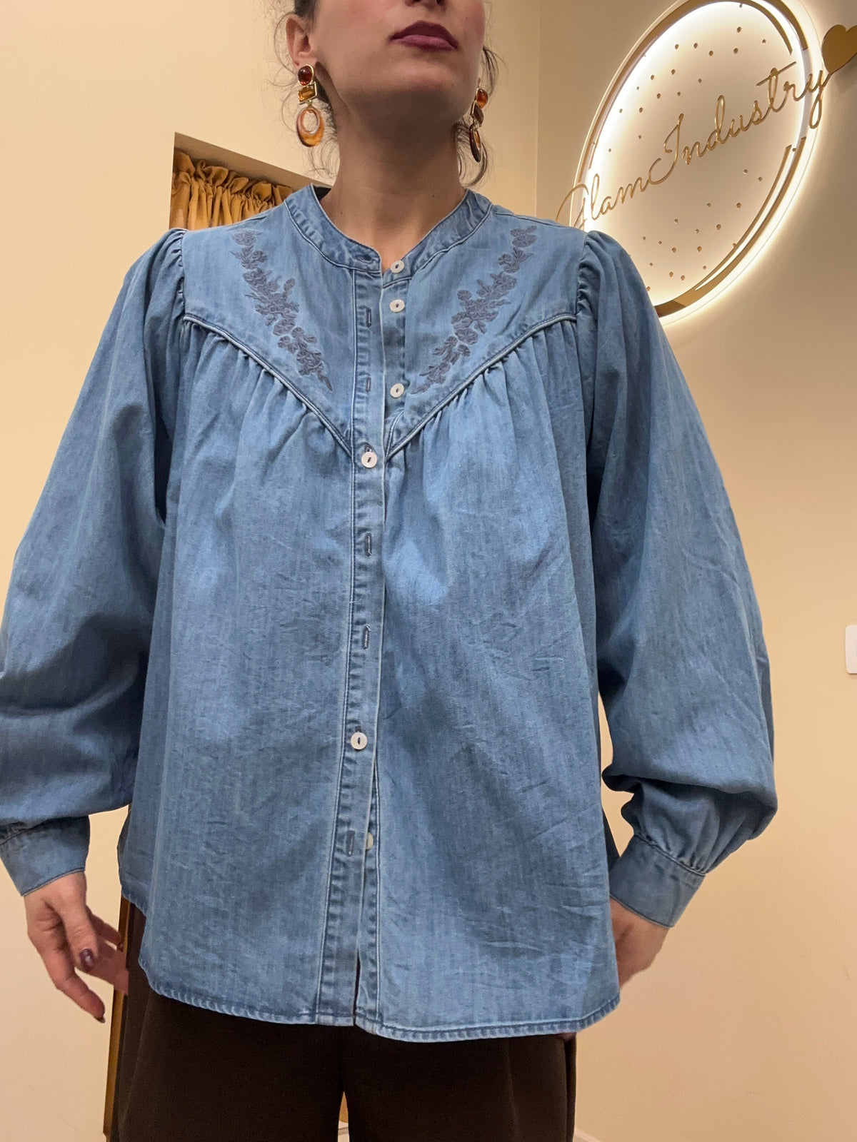 Camicia in Jeans con ricamo