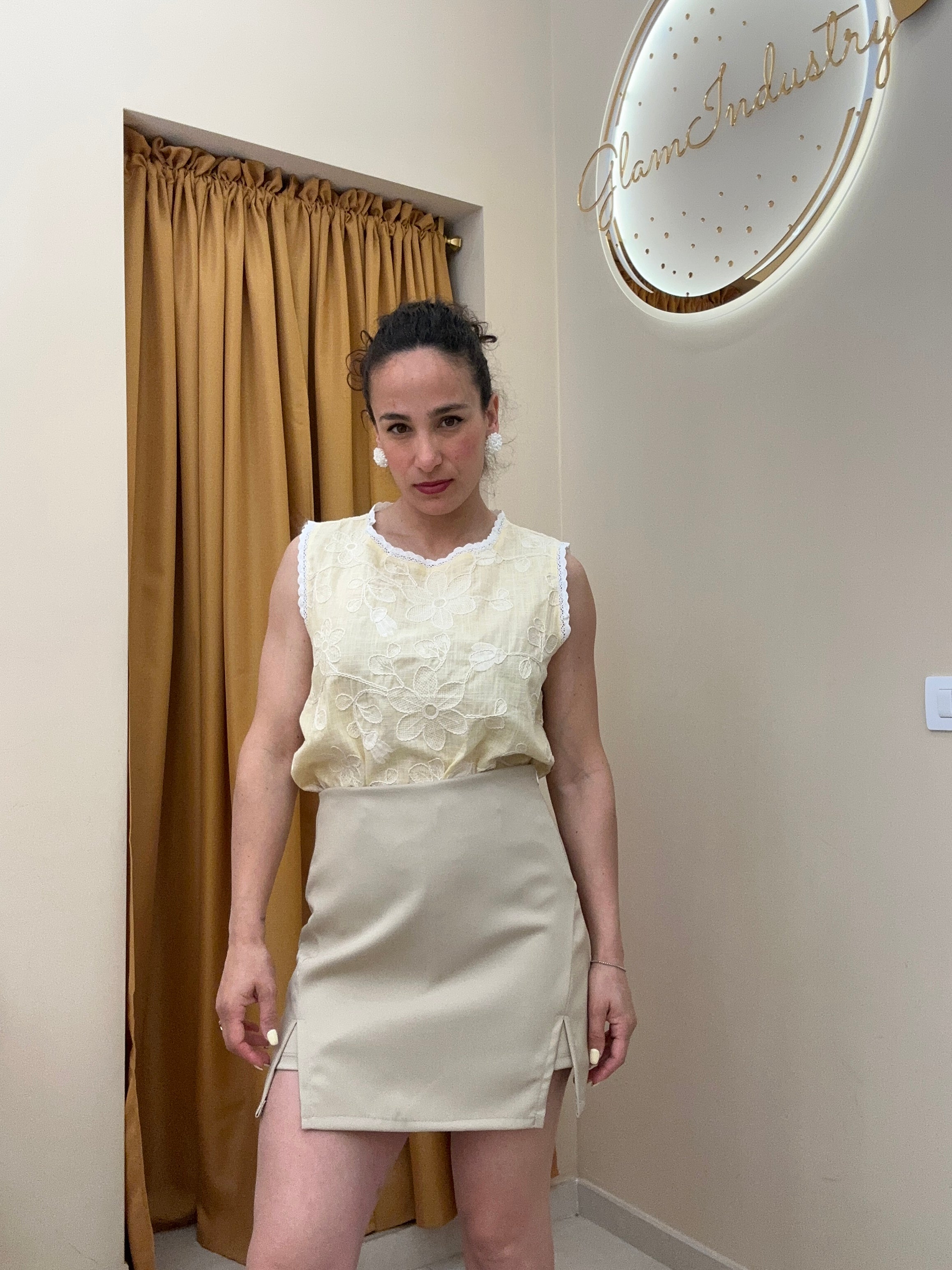 Short gonna spacco BEIGE