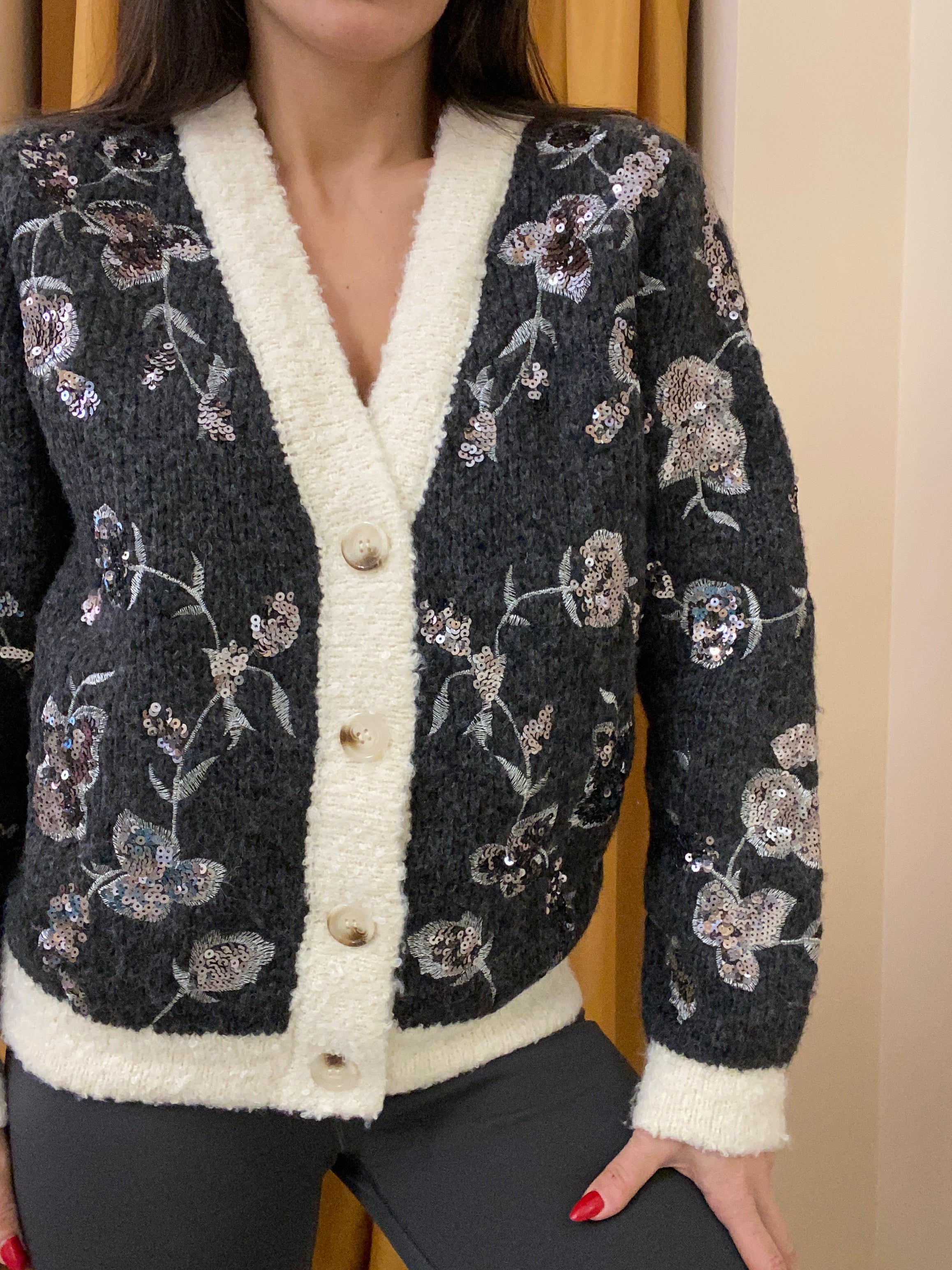 Maxi cardigan con paillettes