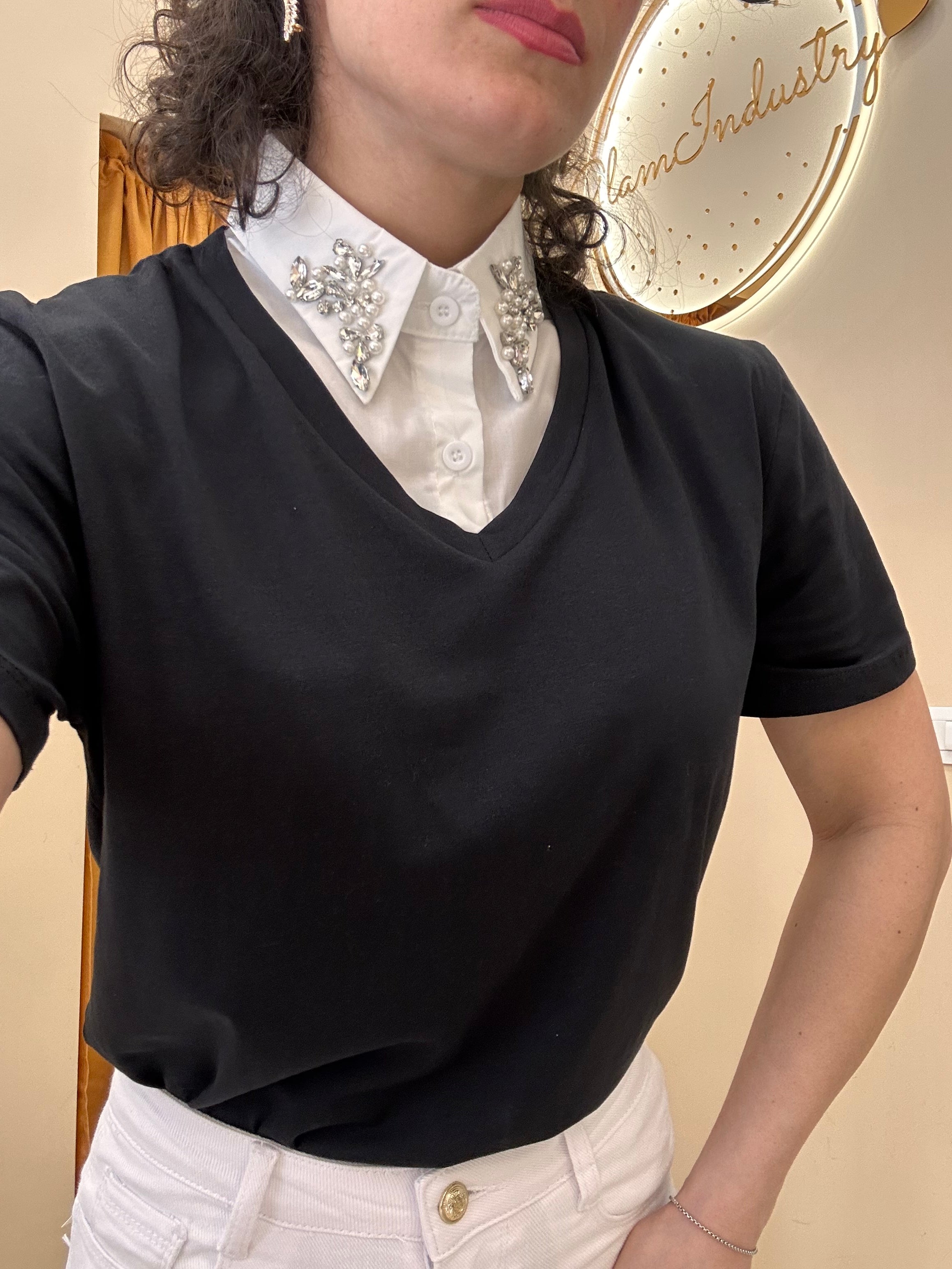 T-shirt collo camicia