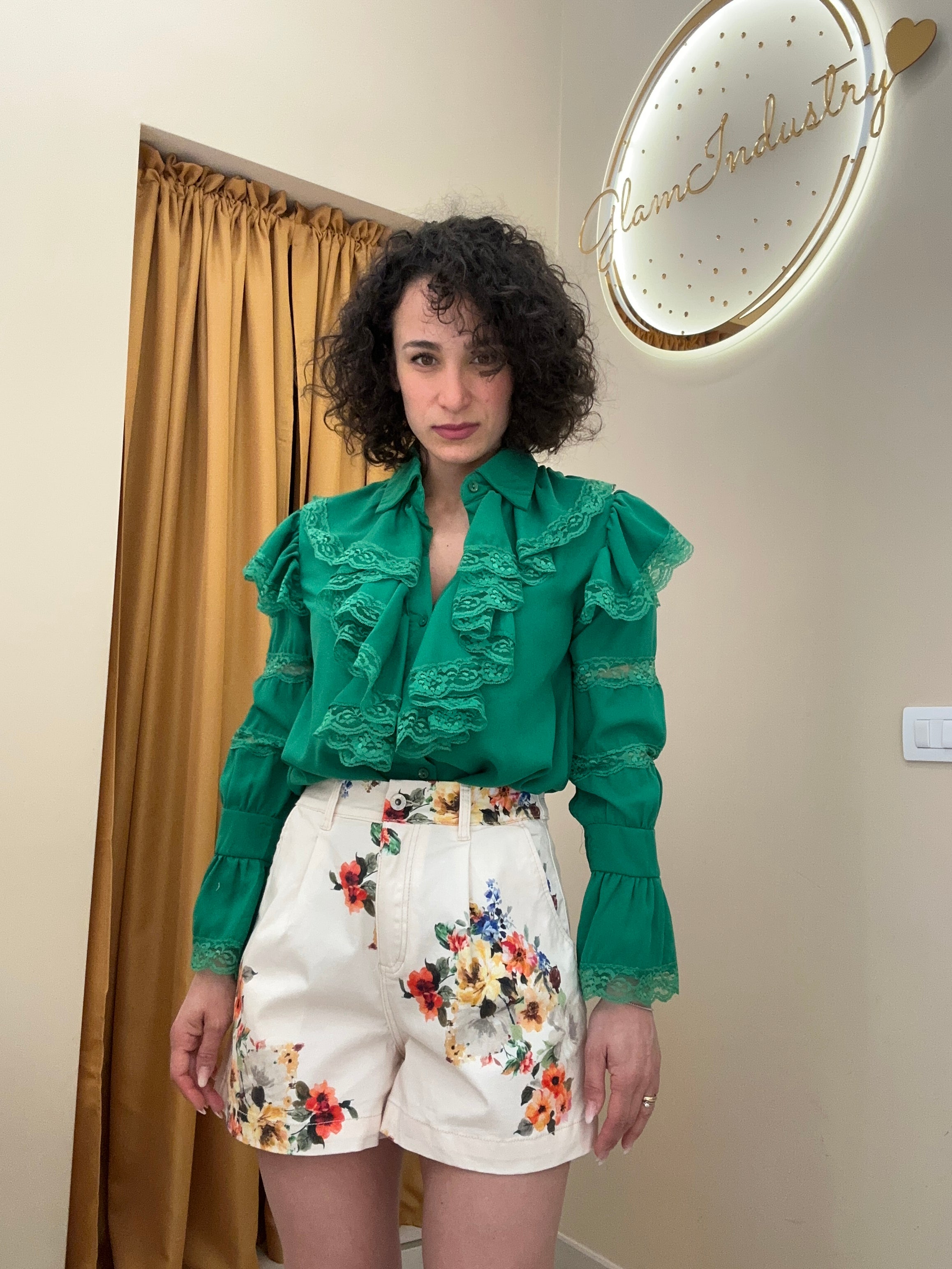 Camicia verde rouches