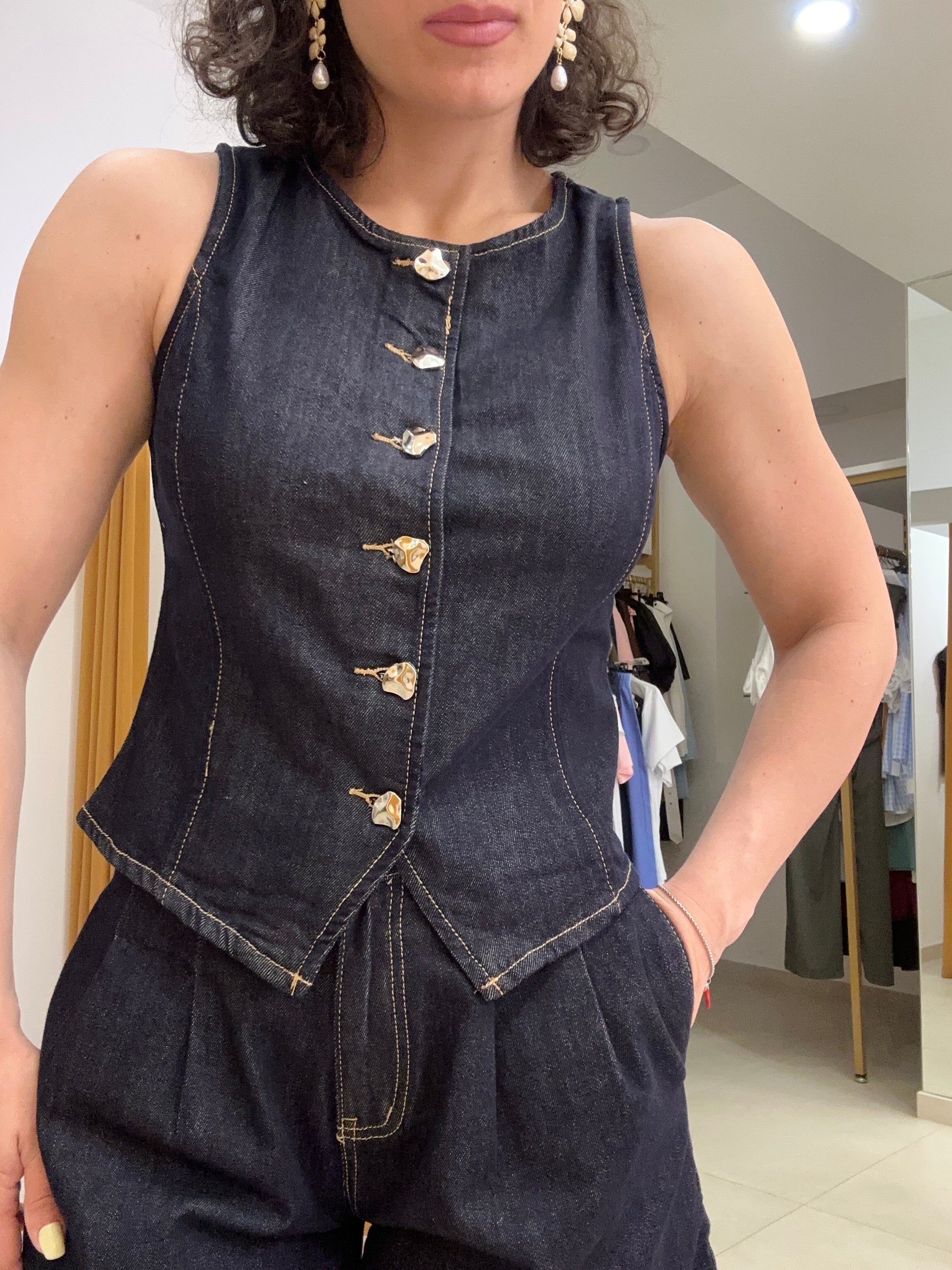 Coordinato denim panciotto