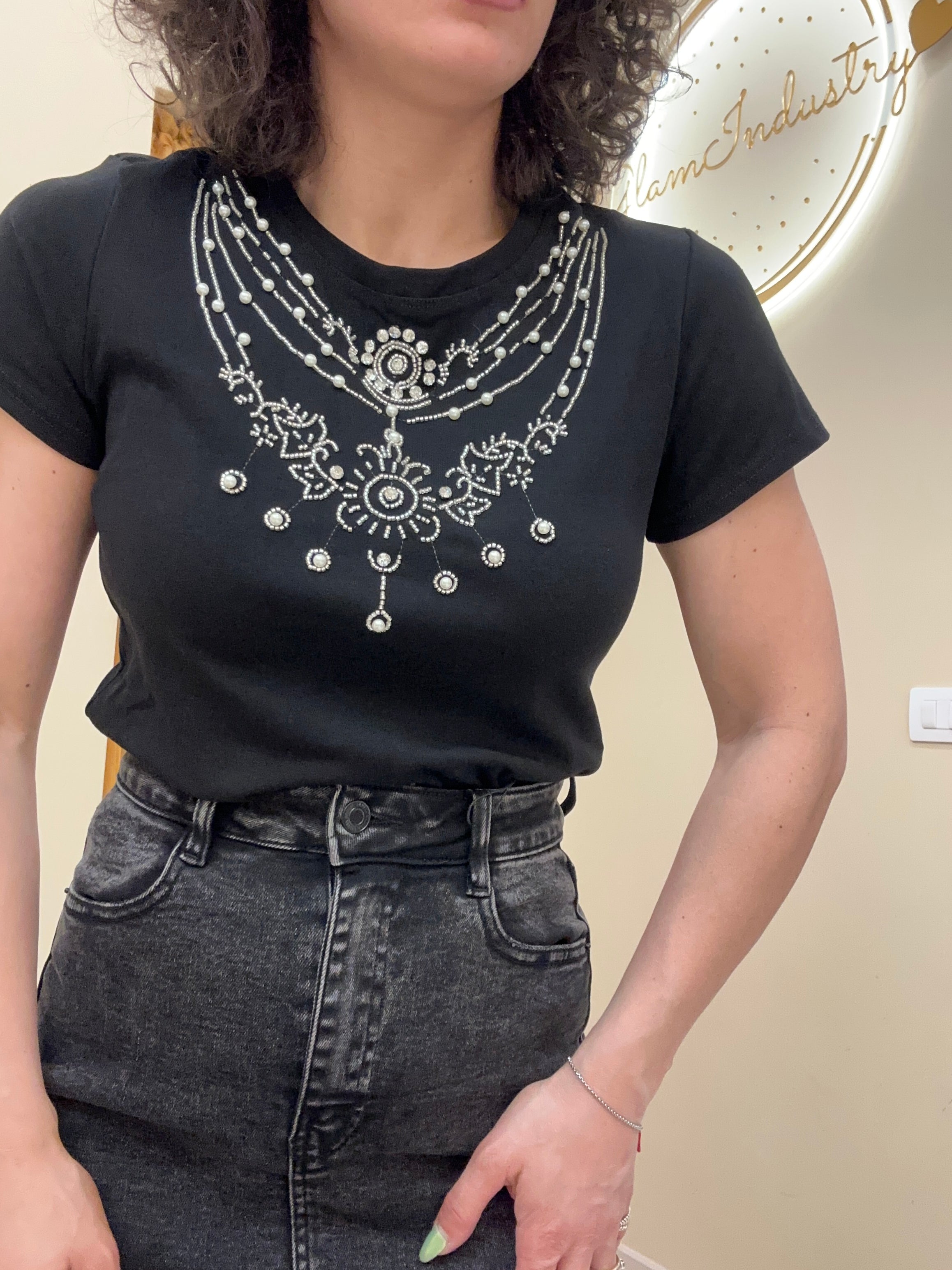 T-Shirt Cleopatra nero/argento