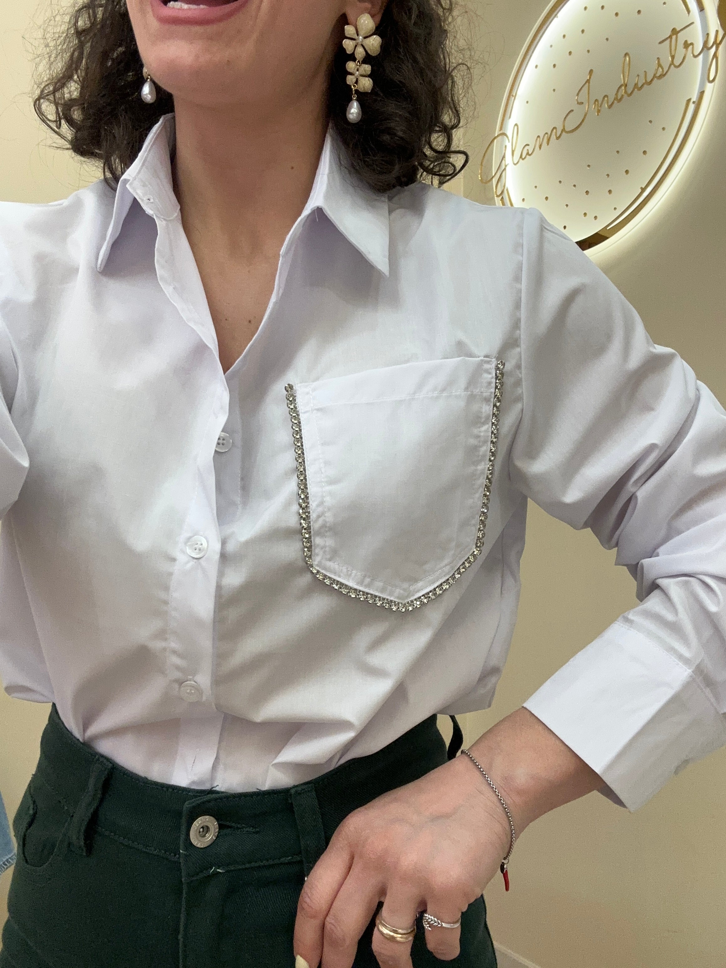 Camicia tasca brillantini