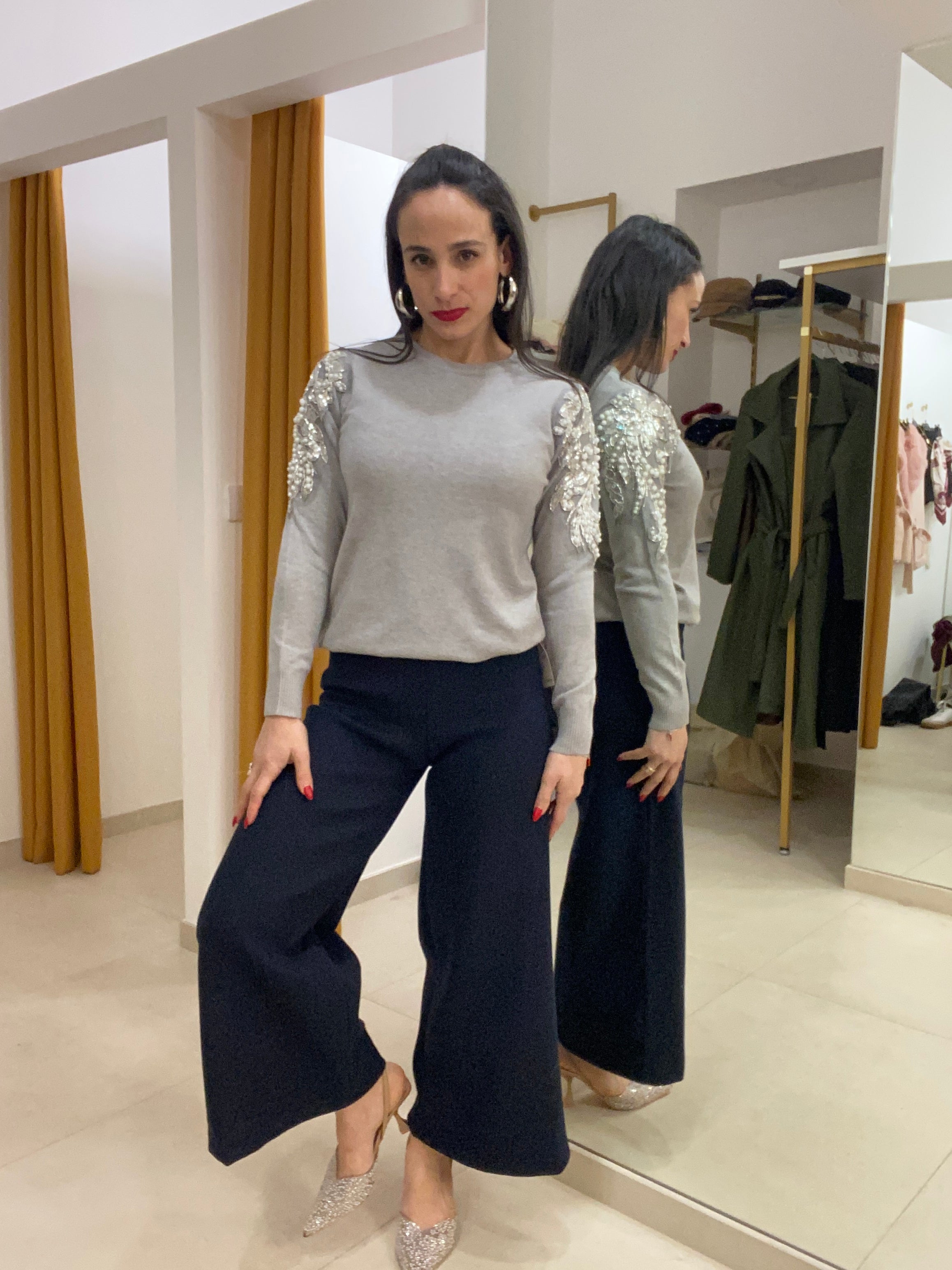 Pantalone in lana a campana