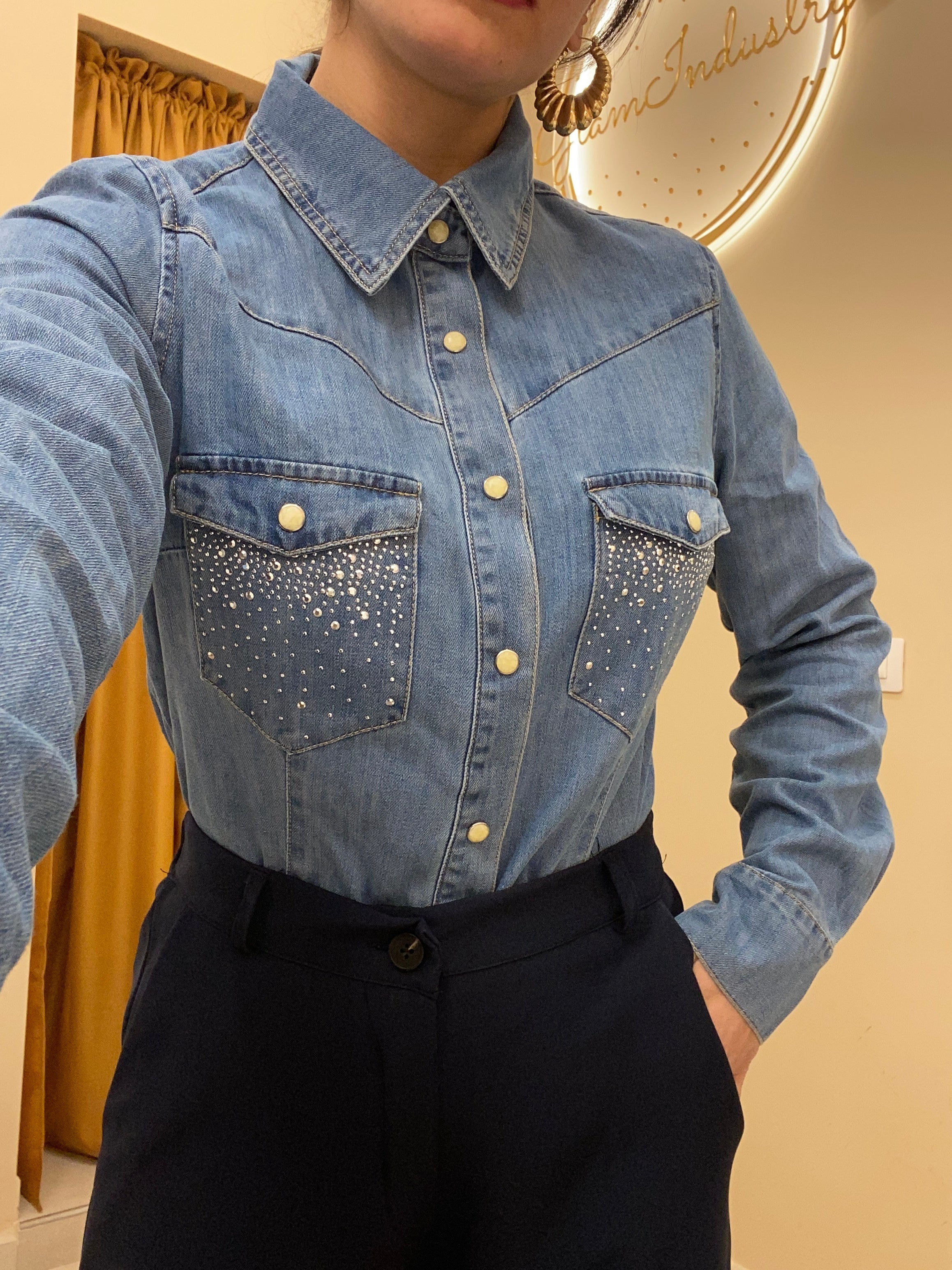 Camicia tasca brillantini