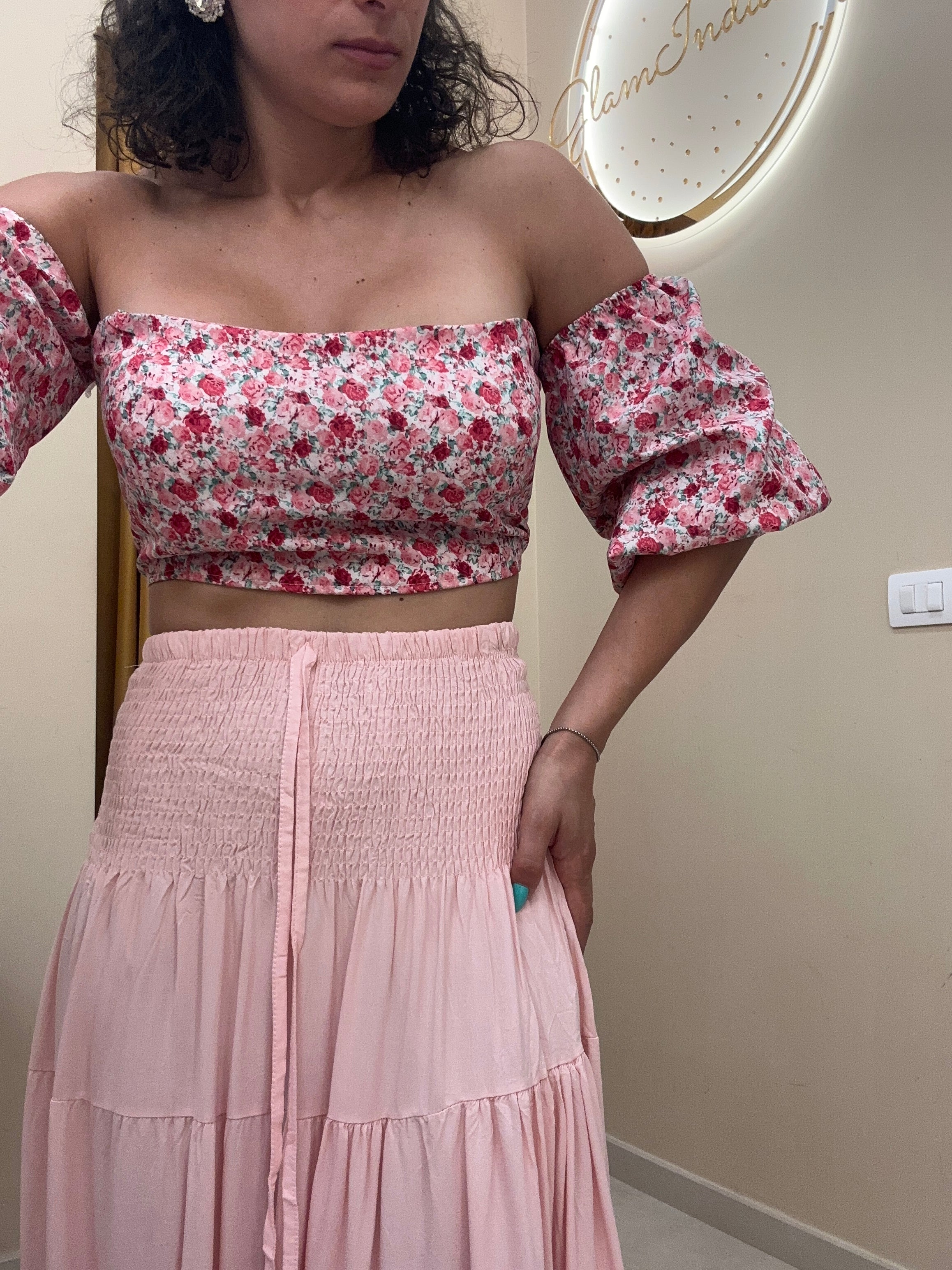Top manica lateral rosa