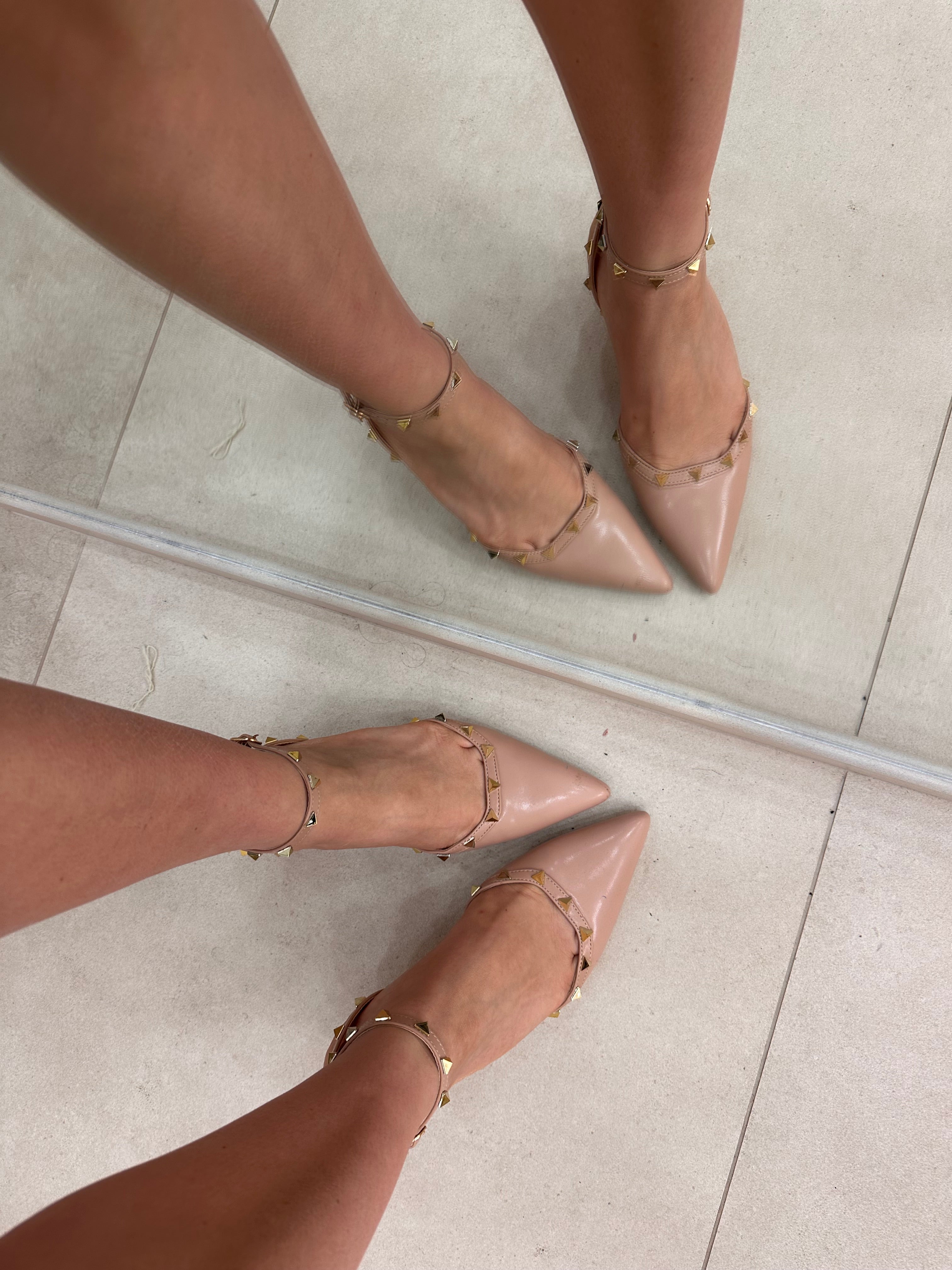Slingback BEIGE borchie