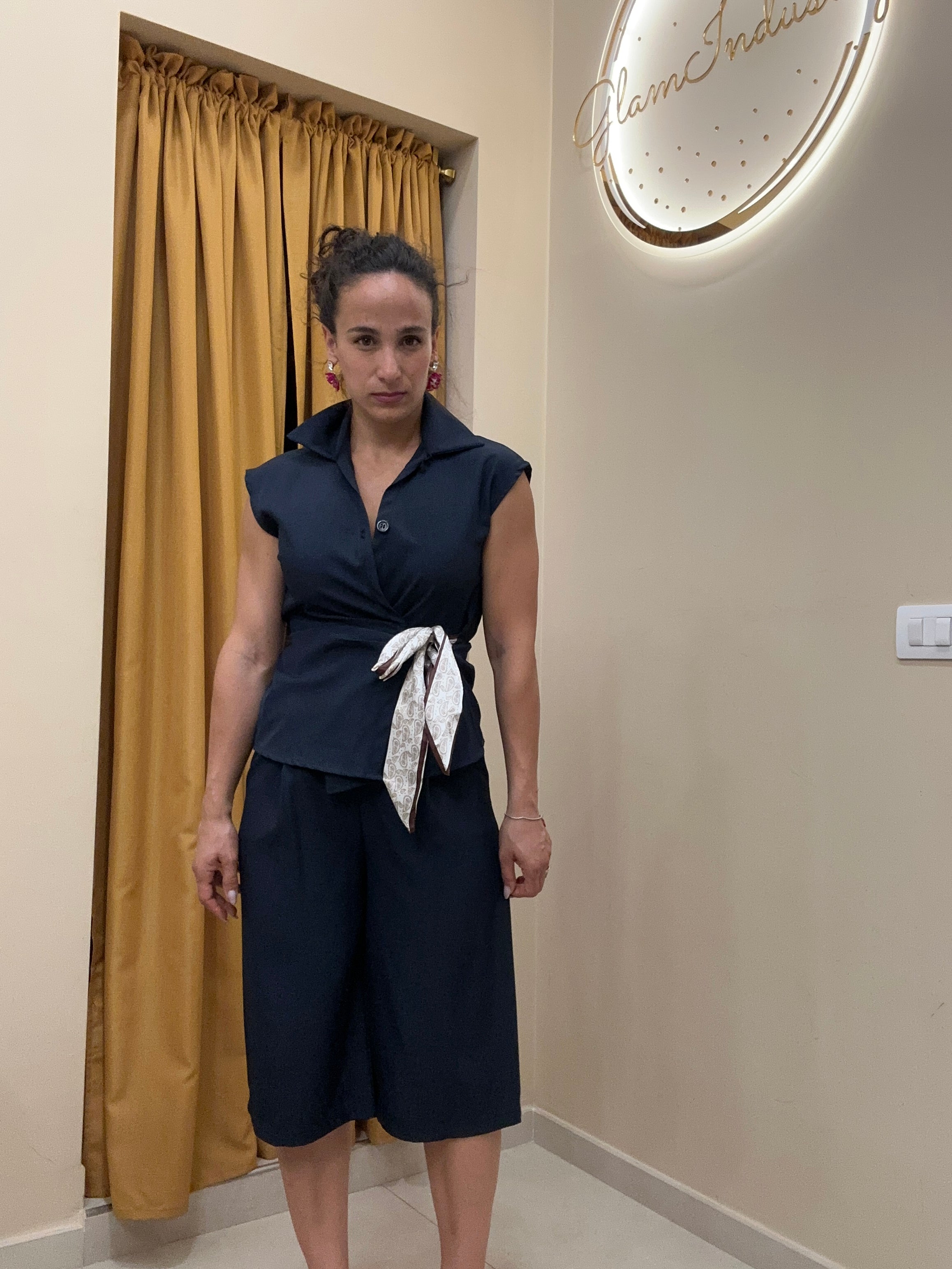 Coordinato chic camicia fiocco blu