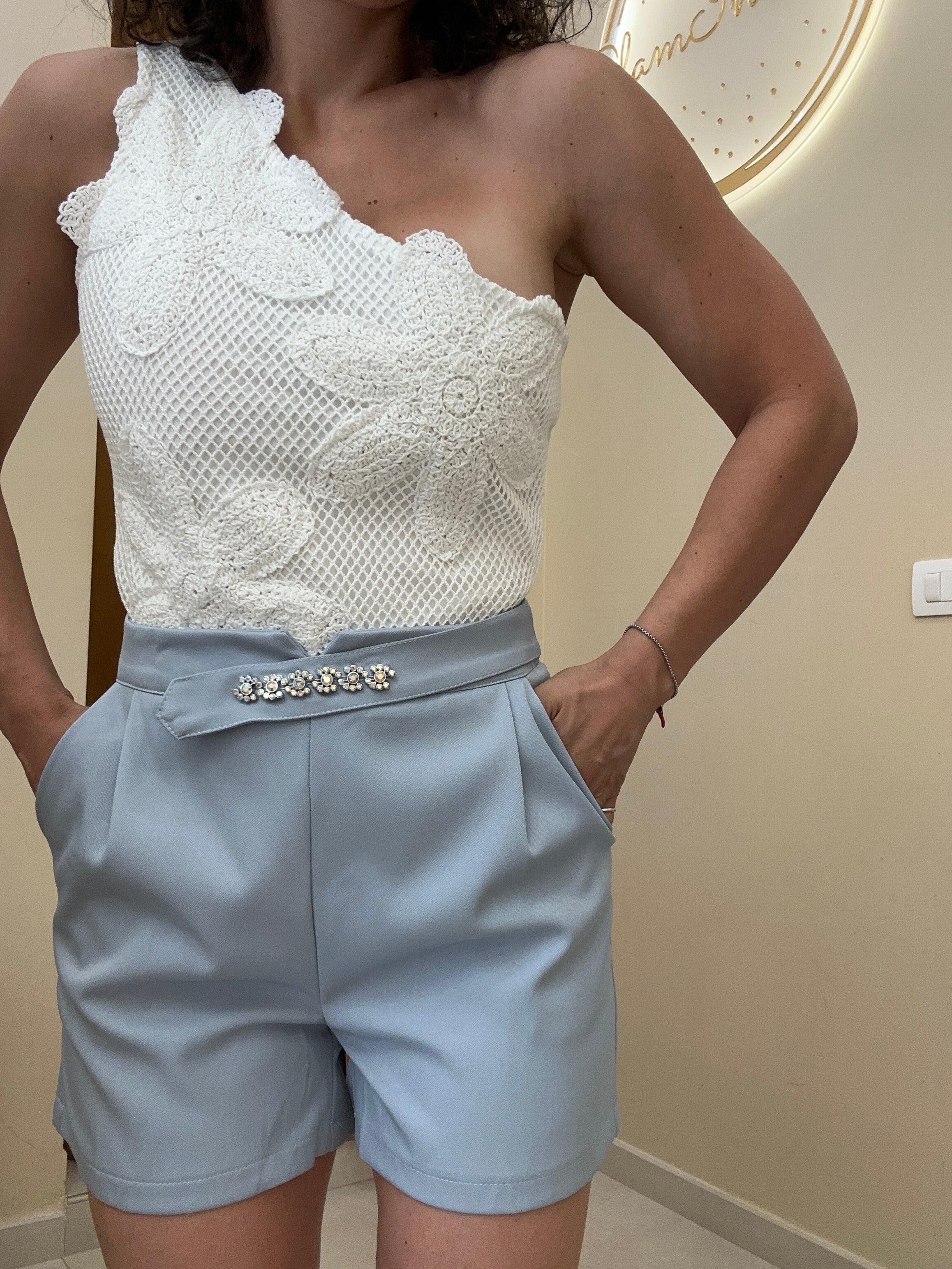 Body mono spalla ricamato