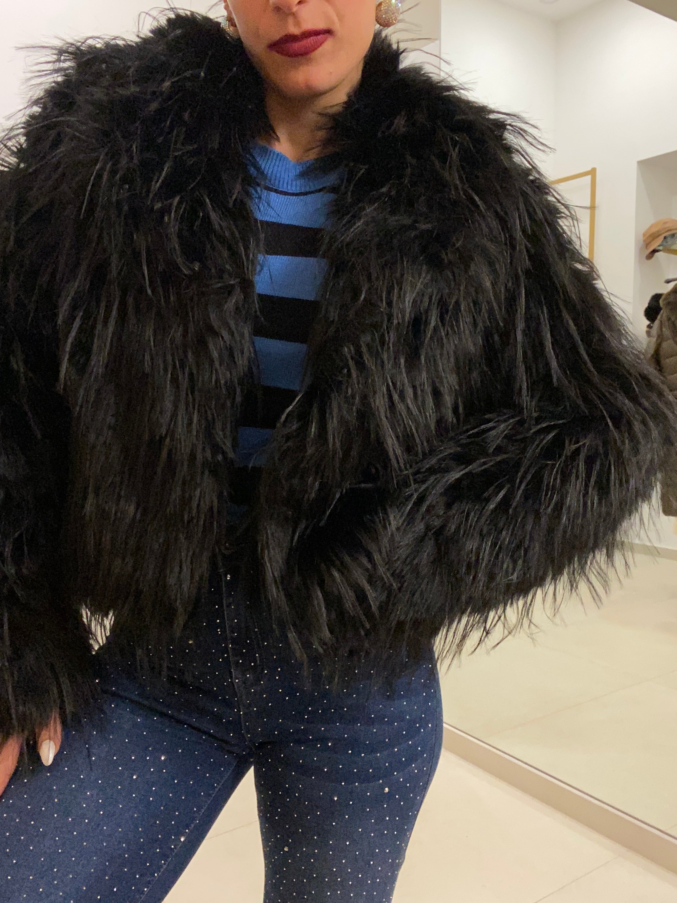 EcoPelliccia struzzo NERA